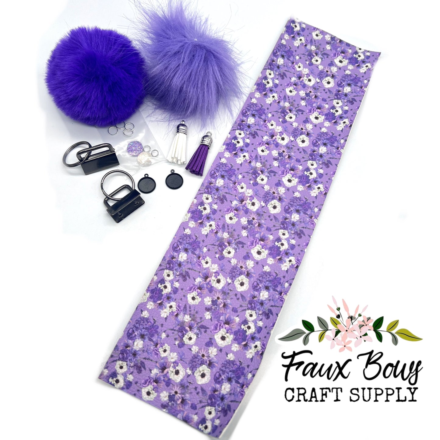 Purple Blooms Tag Keychain DIY KIT