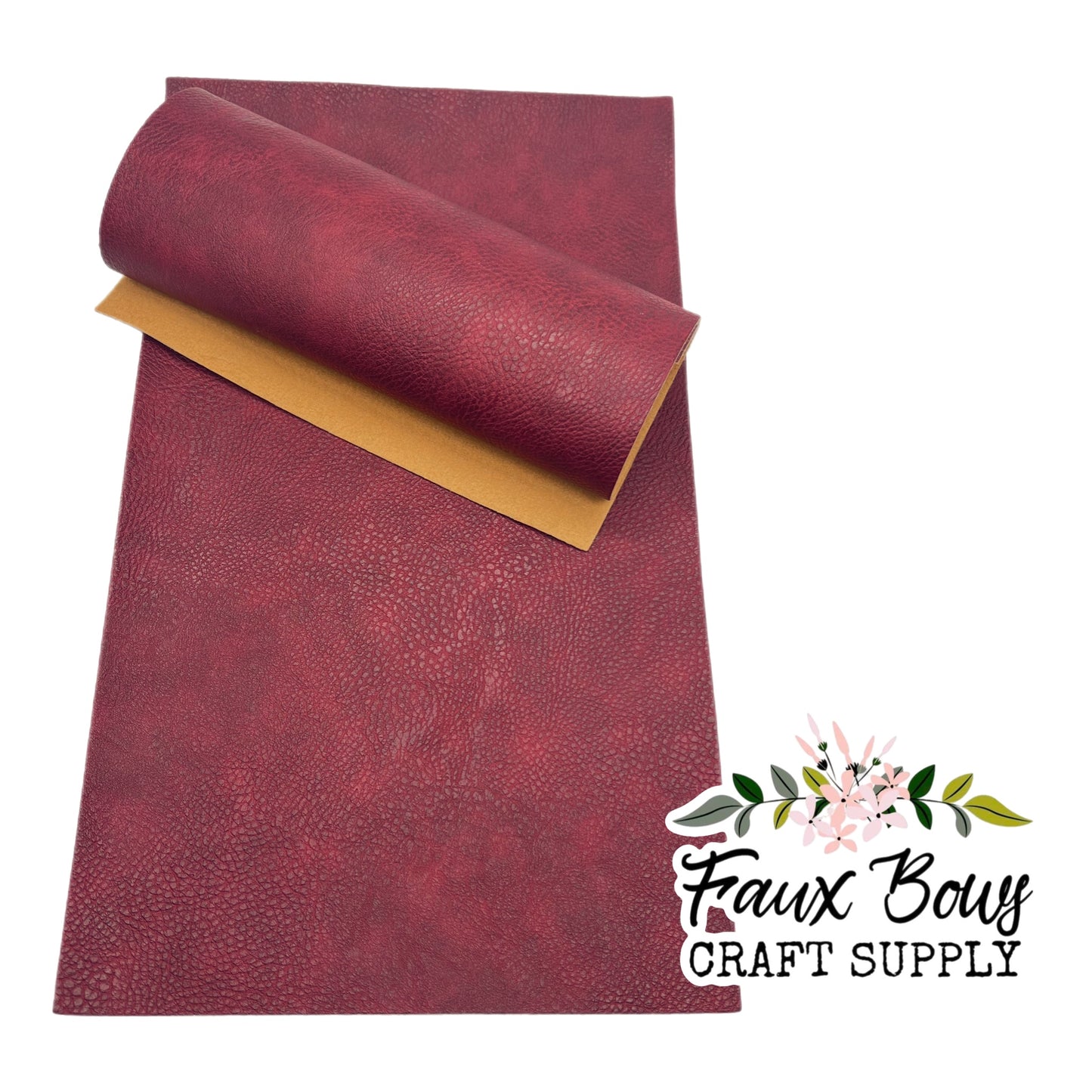 Distressed Wine Solid Pebbled Faux Leather