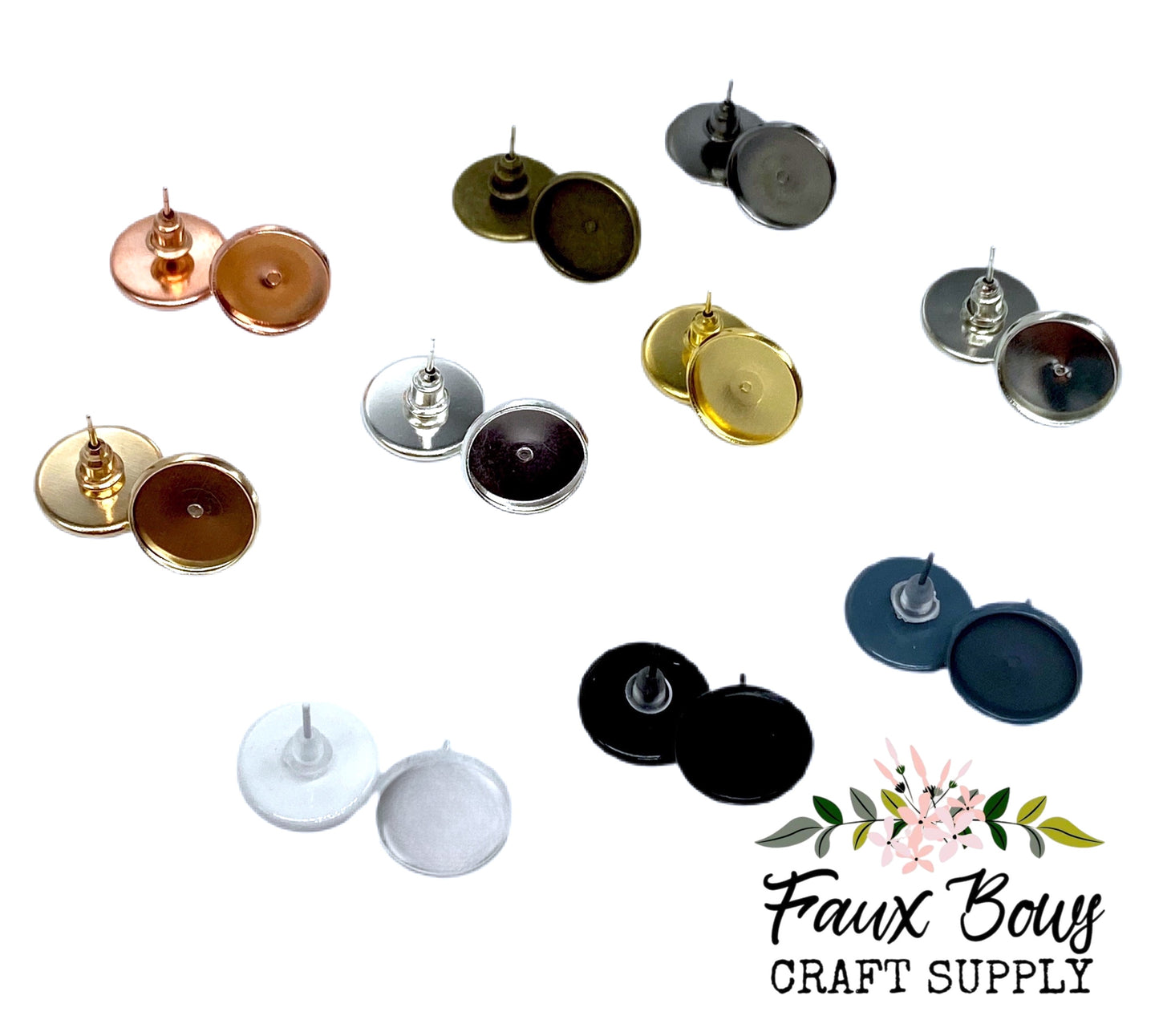 Stud Earring Base-12mm Cabochon