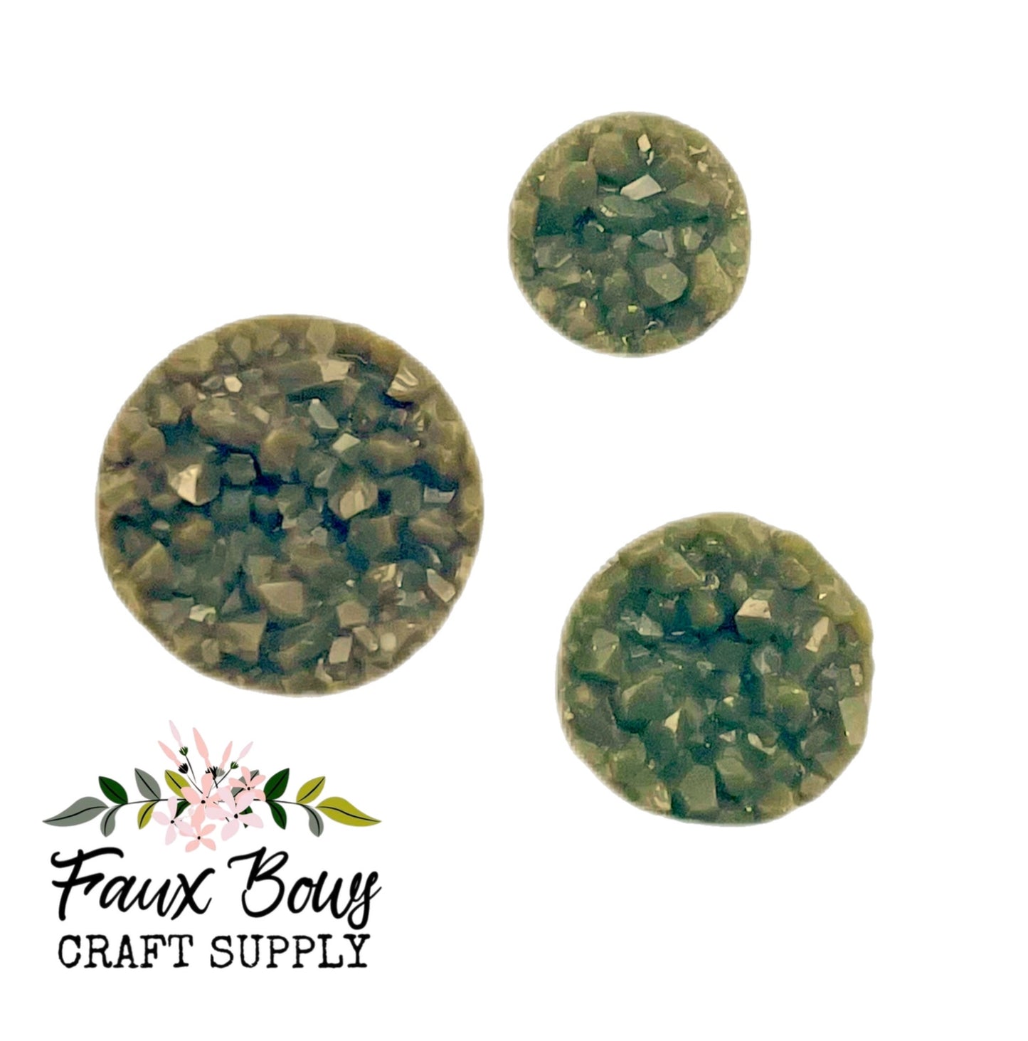 Matte Army Green 8/10/12mm Druzy Cabochon