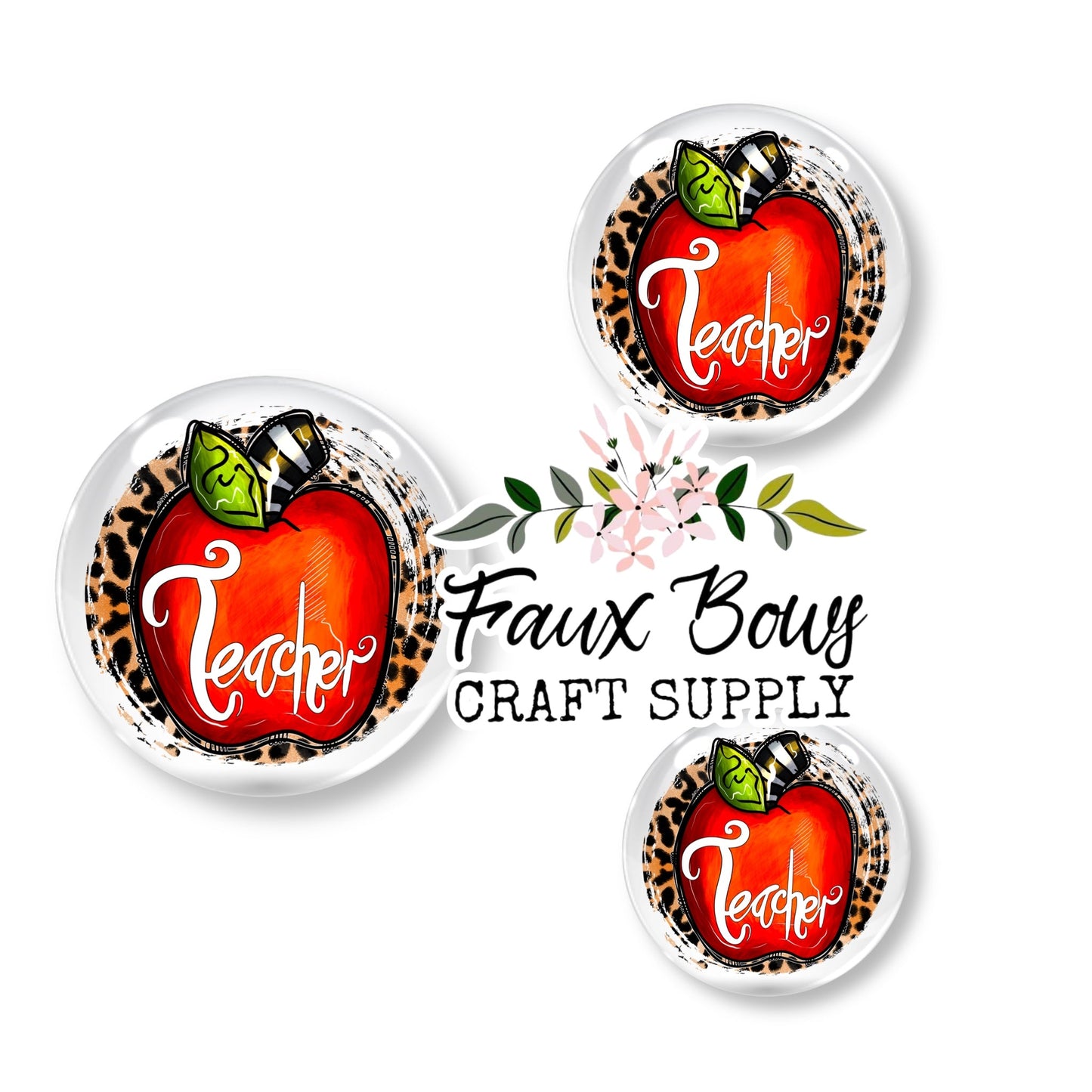Teacher Cheetah Apple (Custom)- 12mm Glass Cabochon (Copy)
