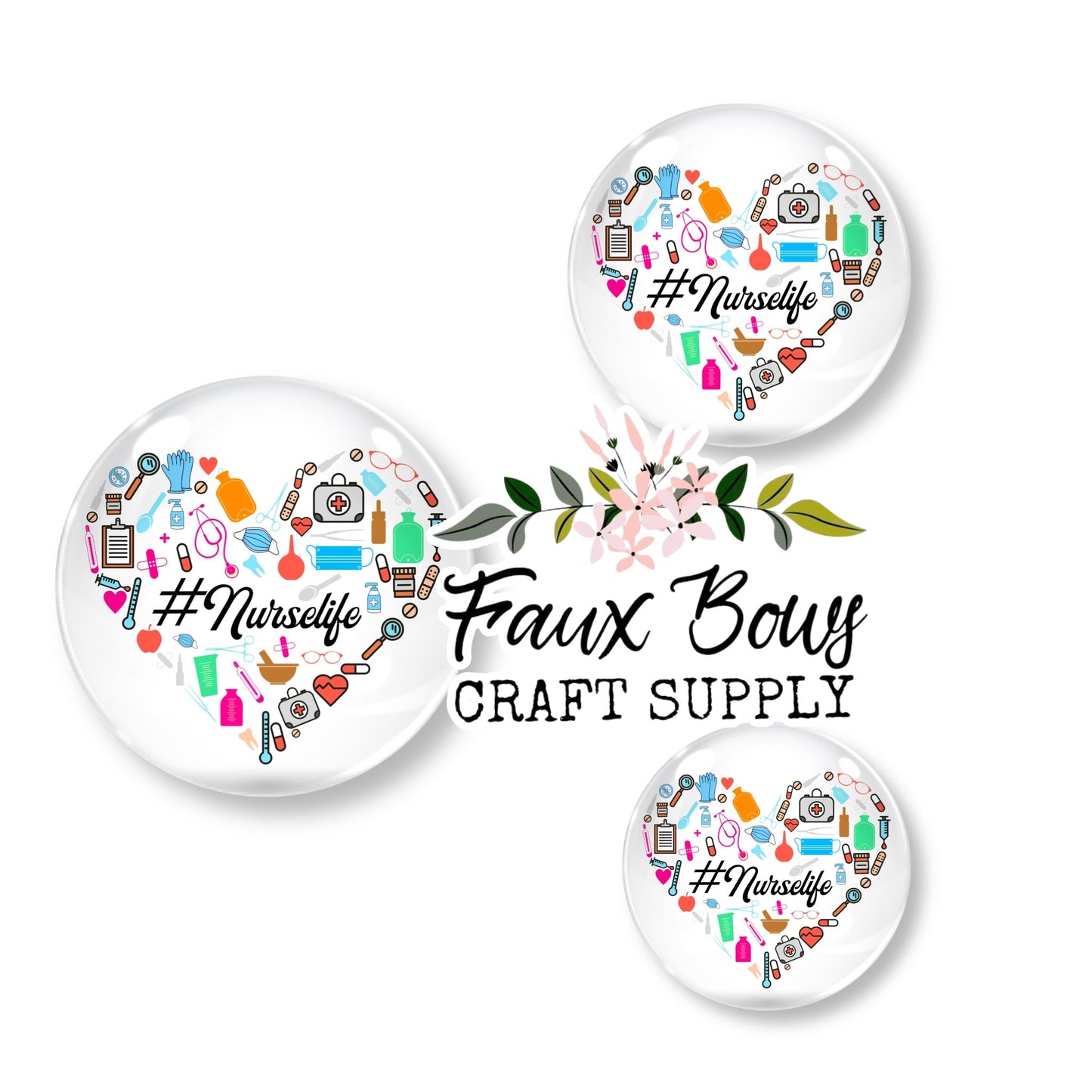 #nurselife (Custom)- 12mm Glass Cabochon