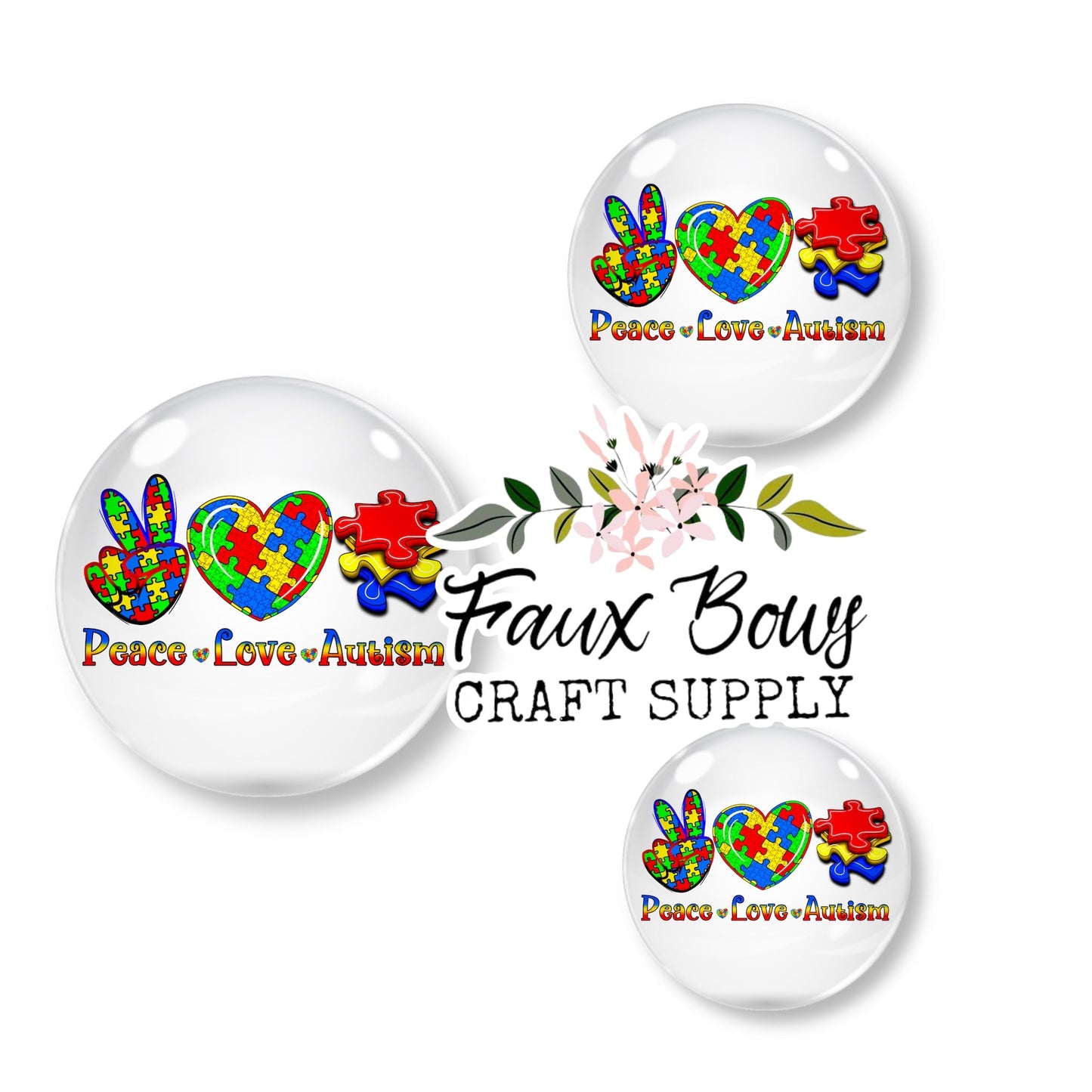 Peace Love Autism (Custom)- 12mm Glass Cabochon (Copy)