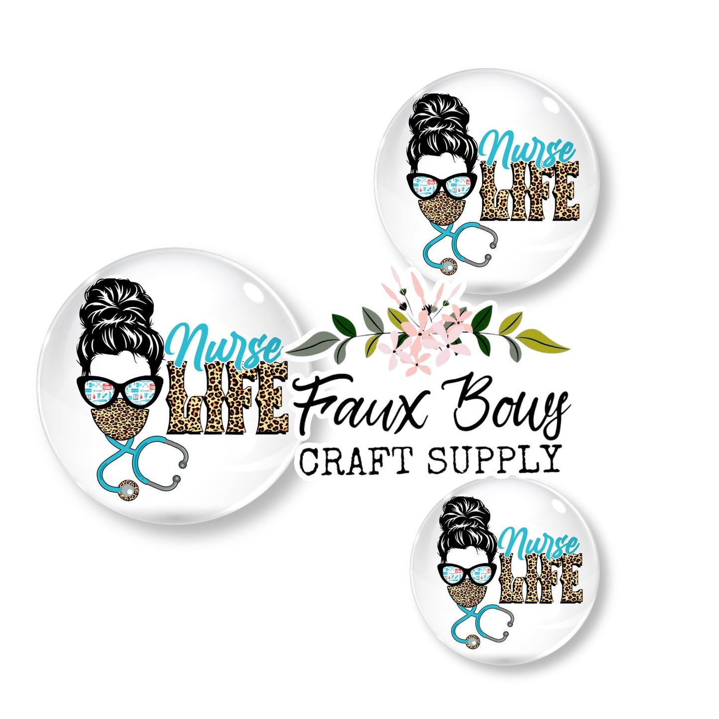Nurse Life Cheetah Mask (Custom)- 12mm Glass Cabochon
