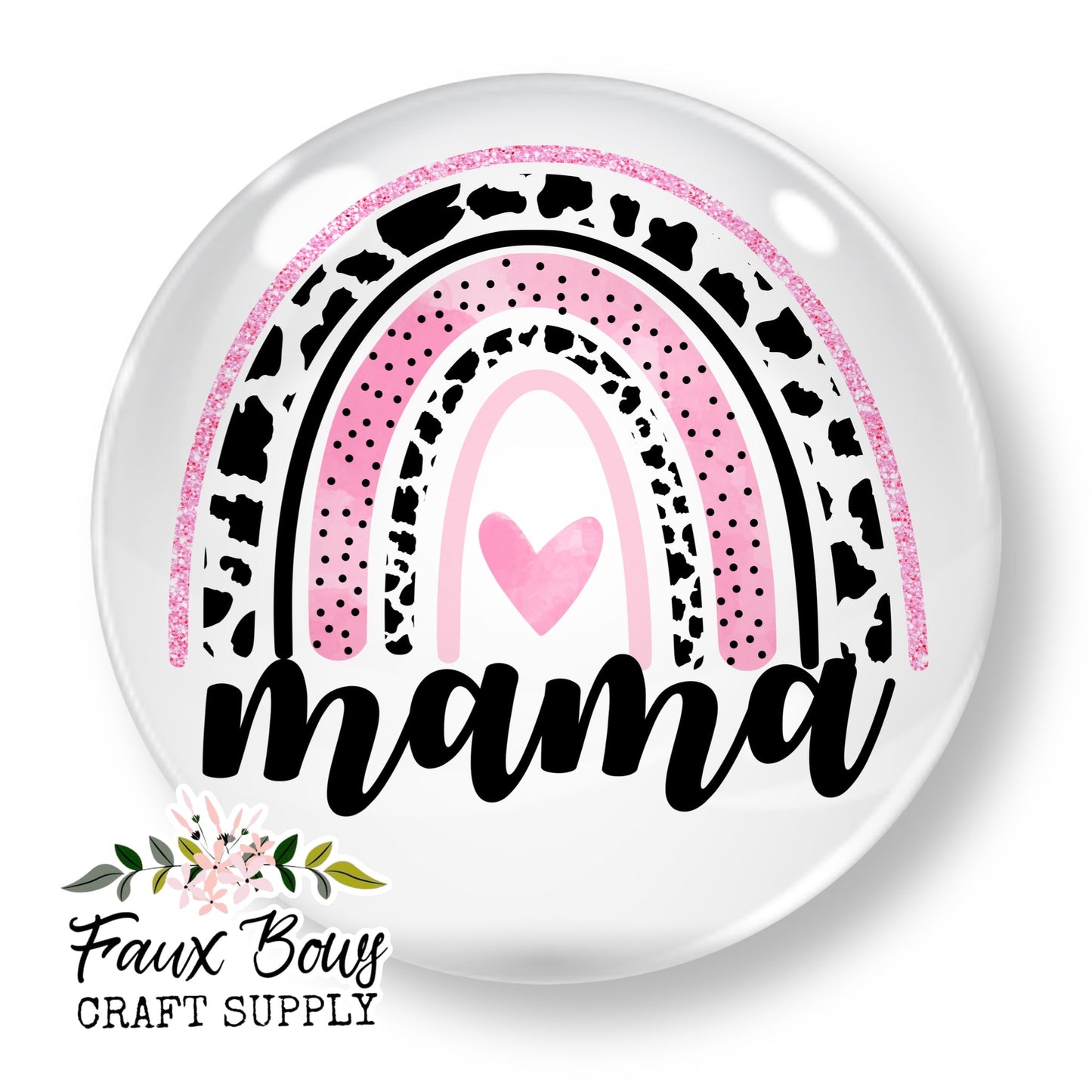 Mama Pink Cow Rainbow (Custom)-10/12mm Glass Cabochon (Copy)