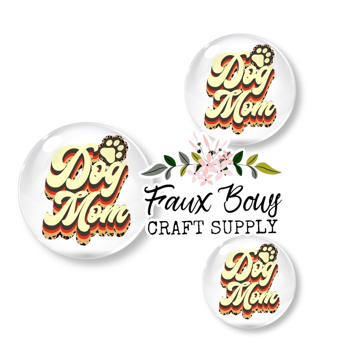 Dog Mom Retro (Custom)- 12mm Glass Cabochon