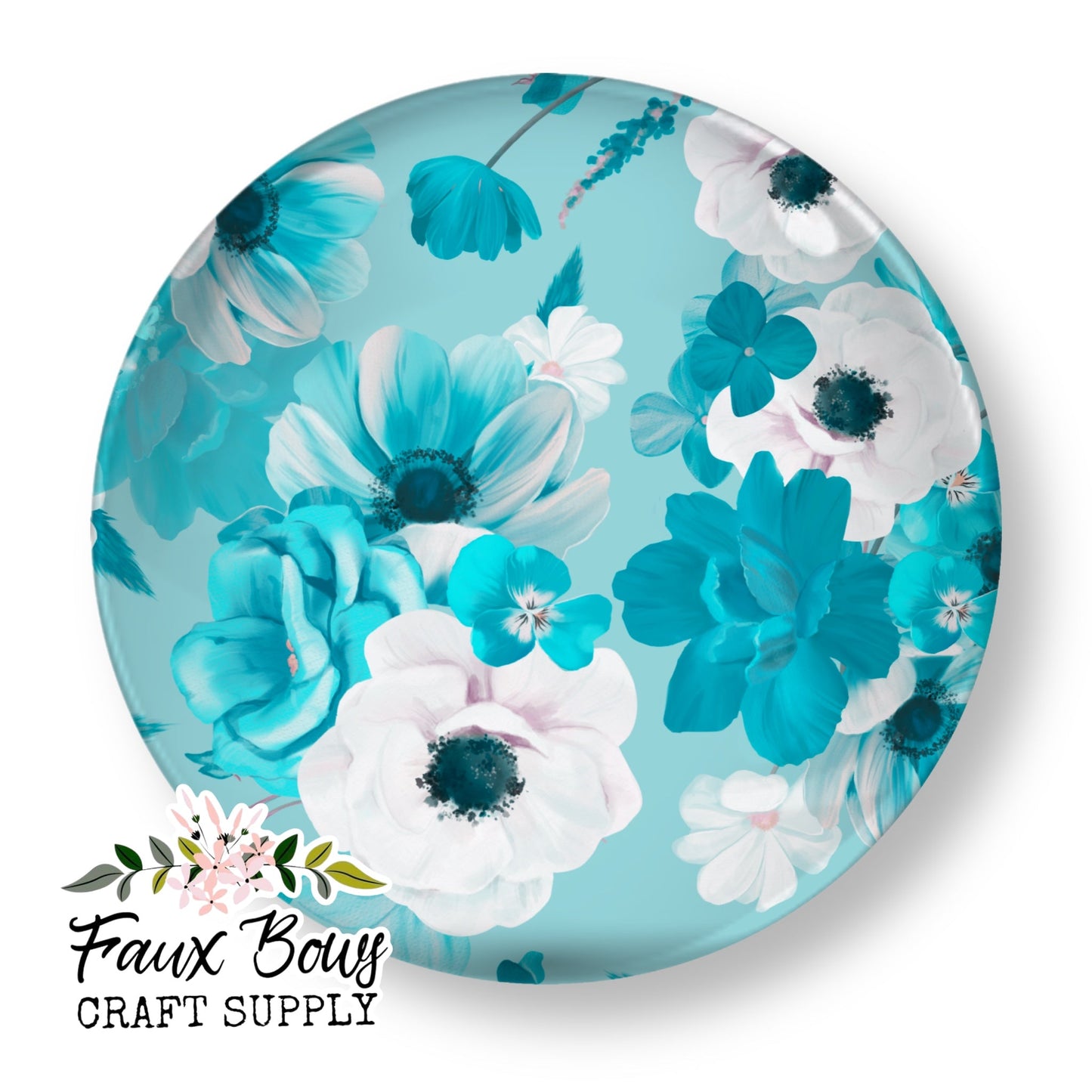 Blue Blooms (Custom)-8/10/12mm Glass Cabochon (Copy)
