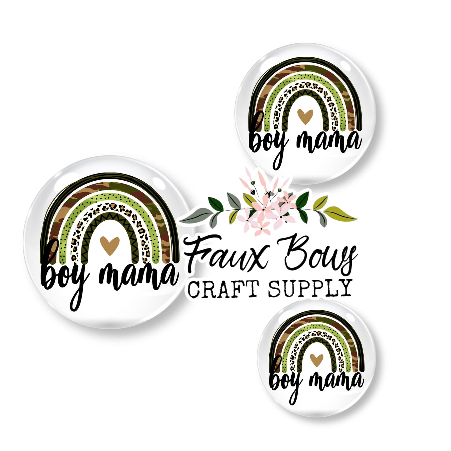 Boy Mama Rainbow (Custom)- 12mm Glass Cabochon (Copy)