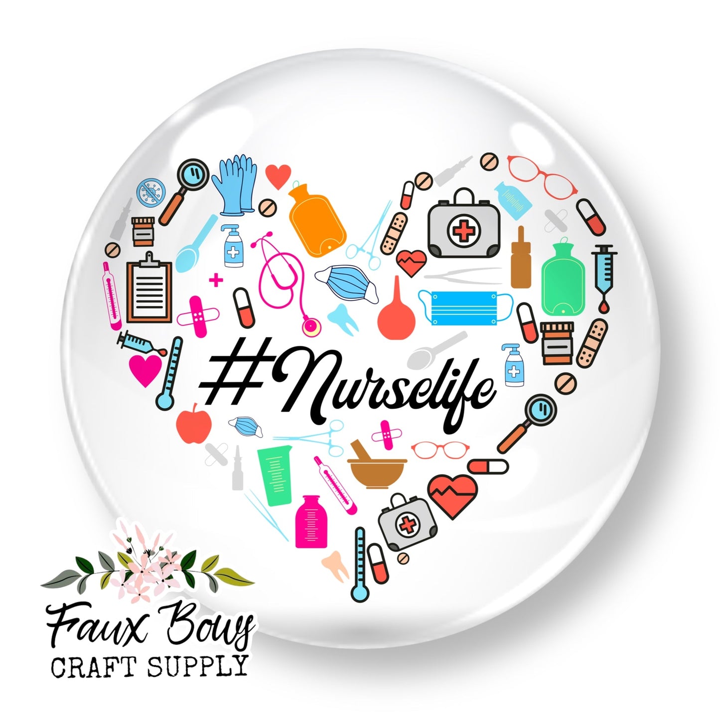 #nurselife (Custom)- 12mm Glass Cabochon