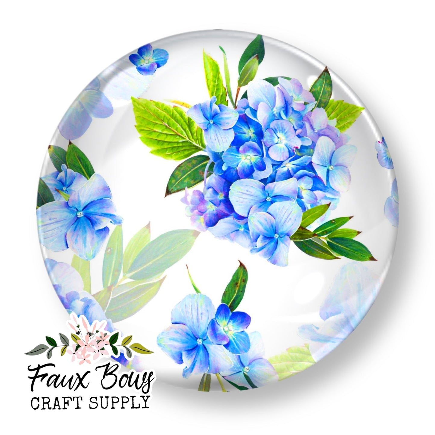 Blue Hydrangea (Custom)- 12mm Glass Cabochon (Copy)