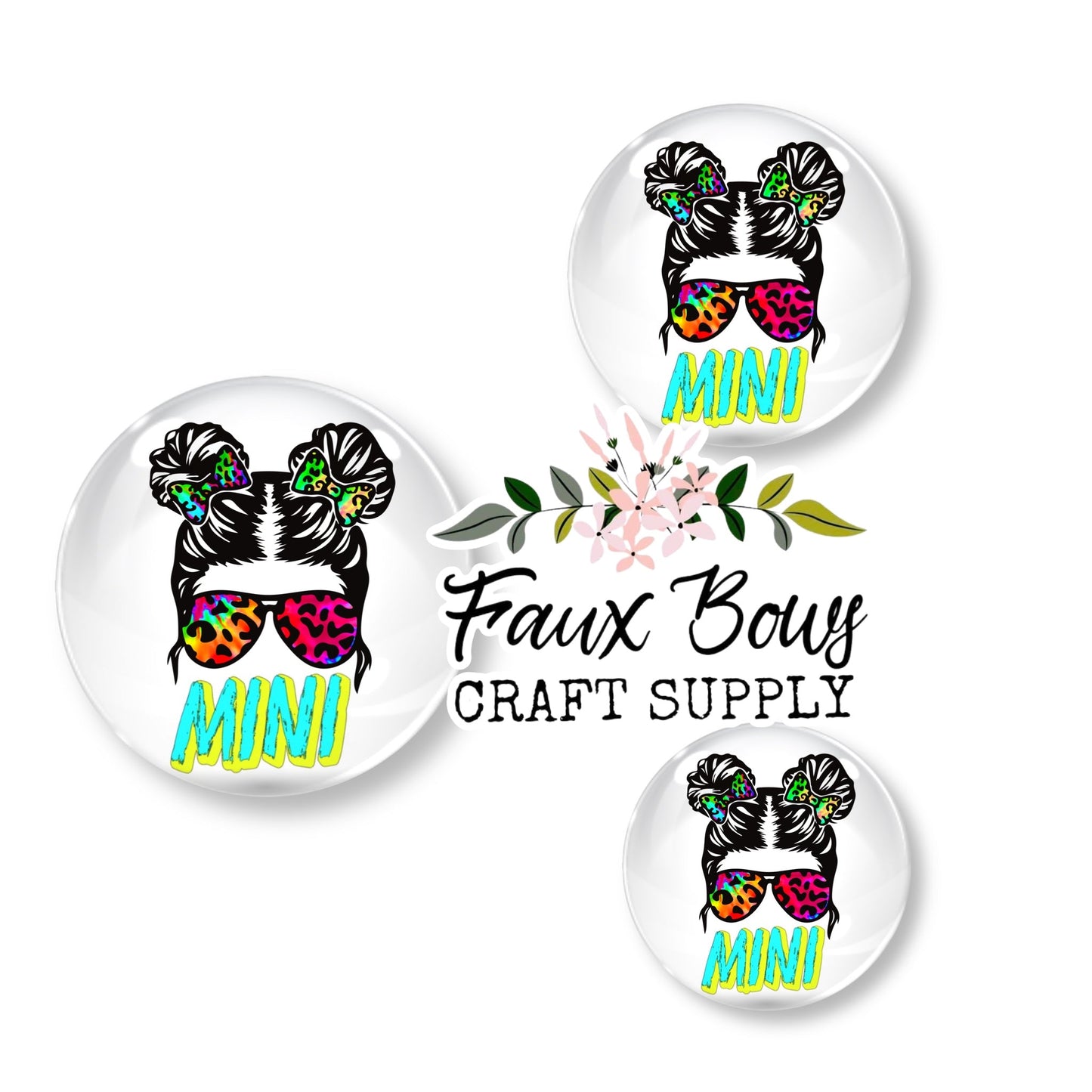 Mini Tie Dye Cheetah Messy Bun (Custom)- 12mm Glass Cabochon (Copy)