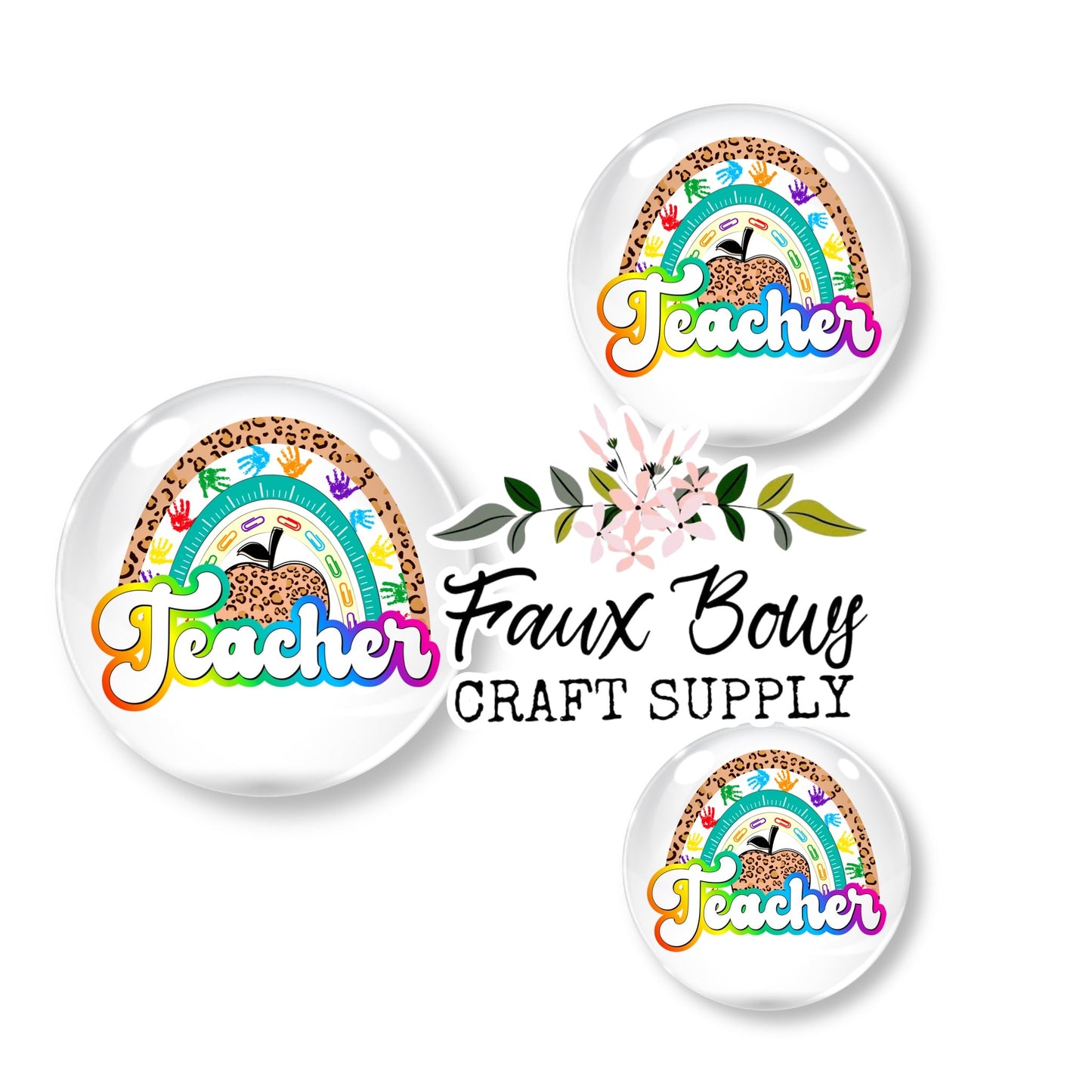 Cheetah Rainbow Teacher (Custom)-12mm Glass Cabochon (Copy)