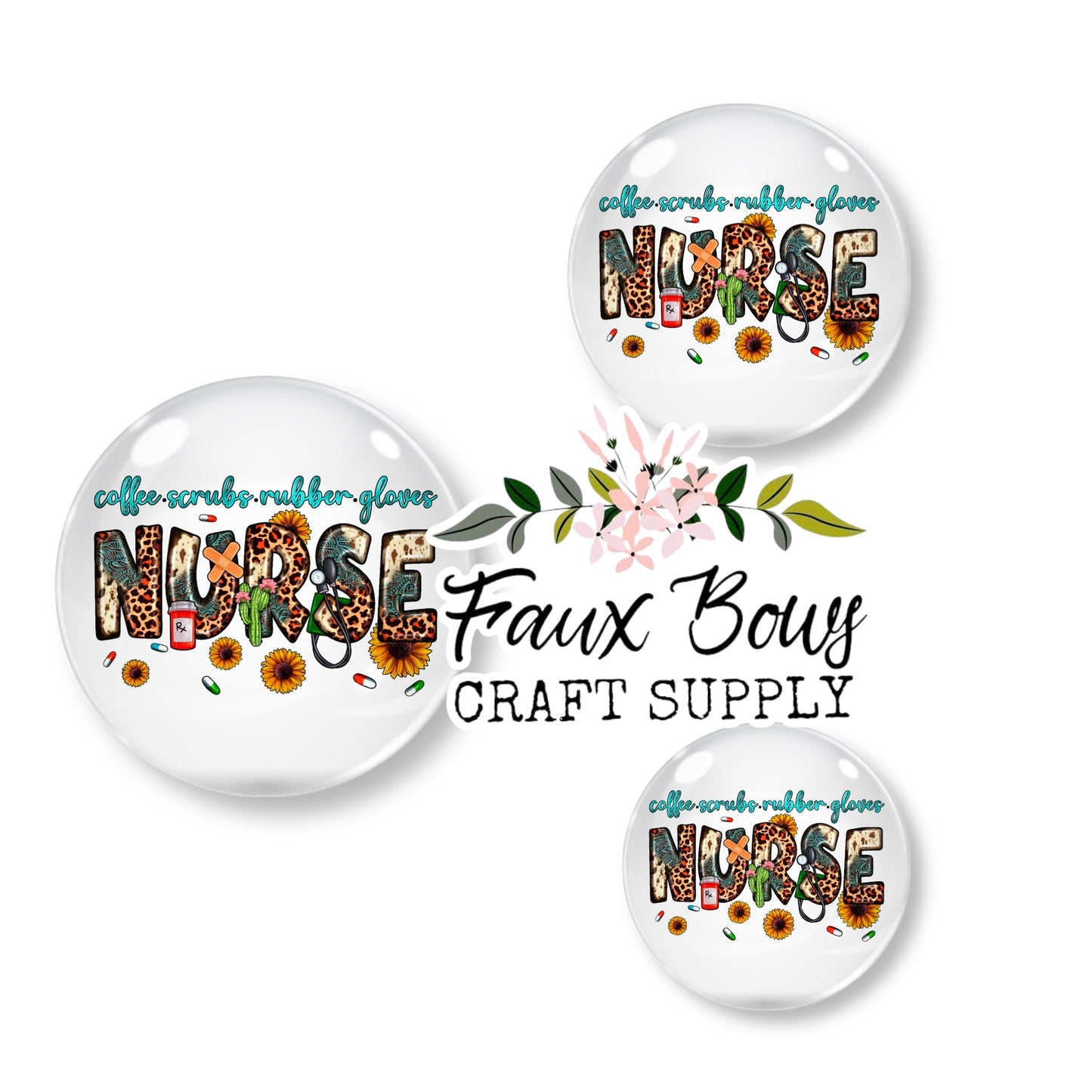 Coffee. Scrubs. Rubber Gloves (Custom)- 12mm Glass Cabochon