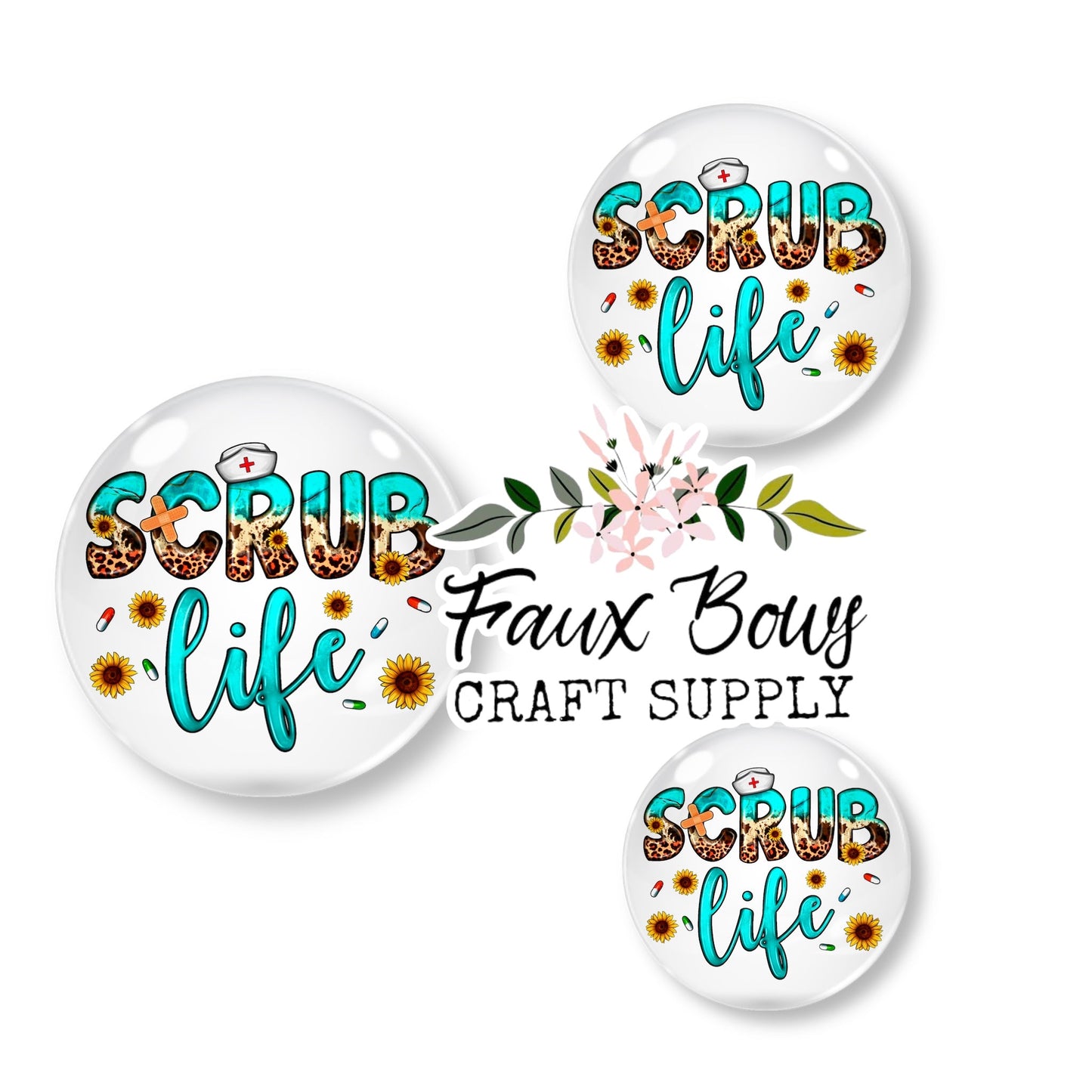Scrub Life Blue Cheetah (Custom)- 12mm Glass Cabochon