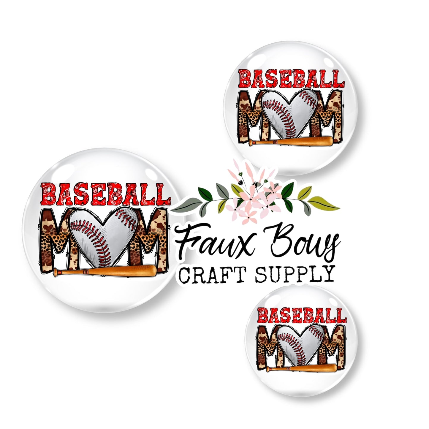 Wild Baseball Mom (Custom)- 12mm Glass Cabochon