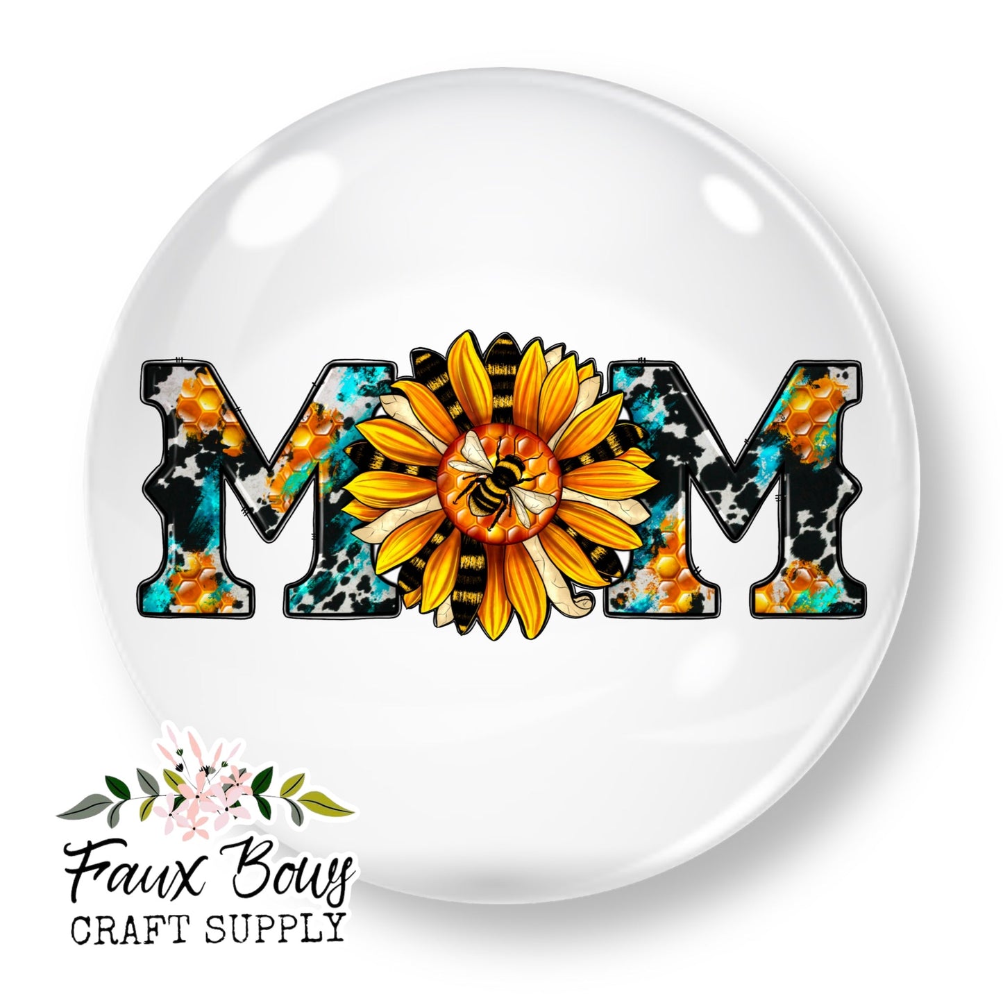 Mom Sunflower Bees (Custom)- 10/12mm Glass Cabochon (Copy)