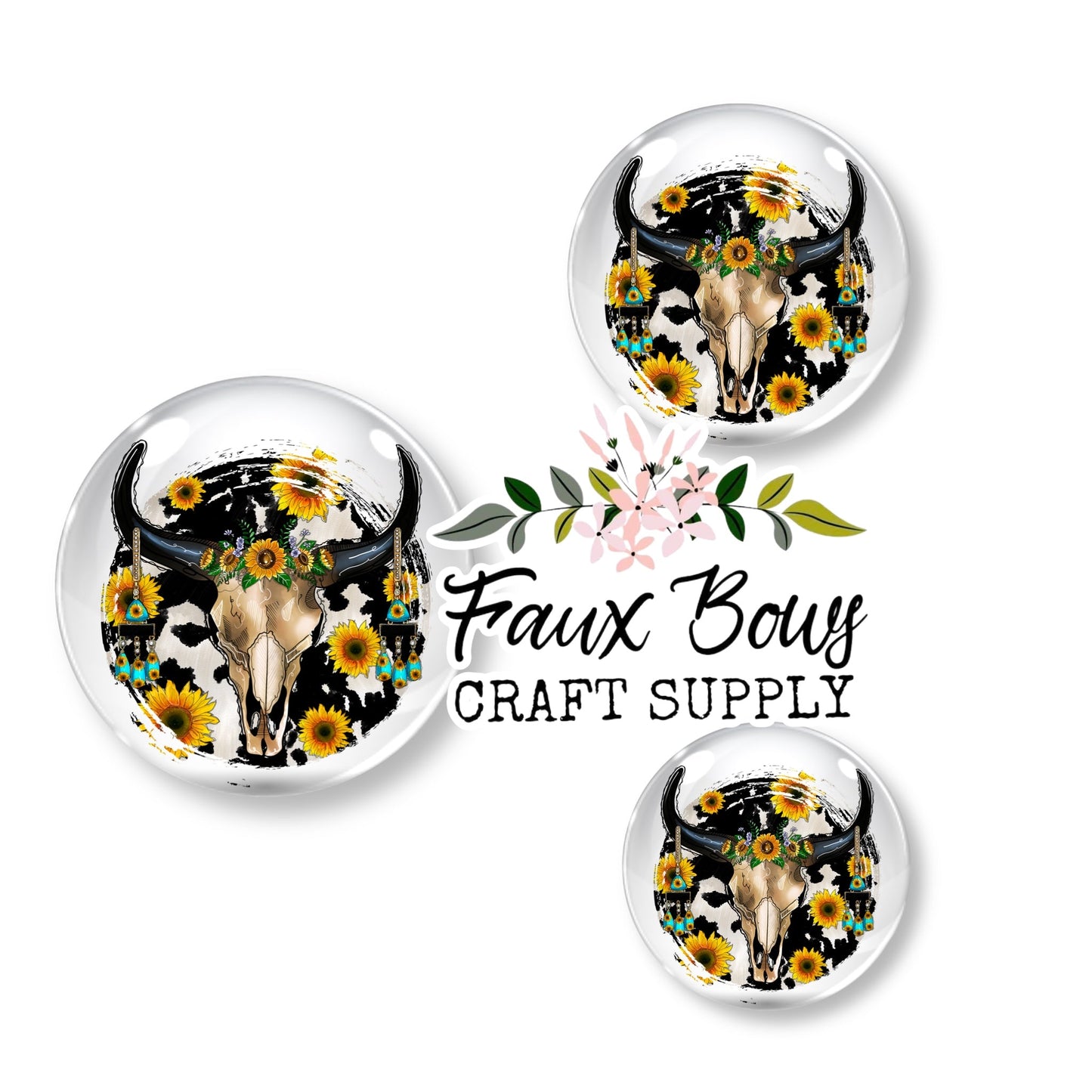 Western Longhorn skull (Custom)-10/12mm Glass Cabochon (Copy)
