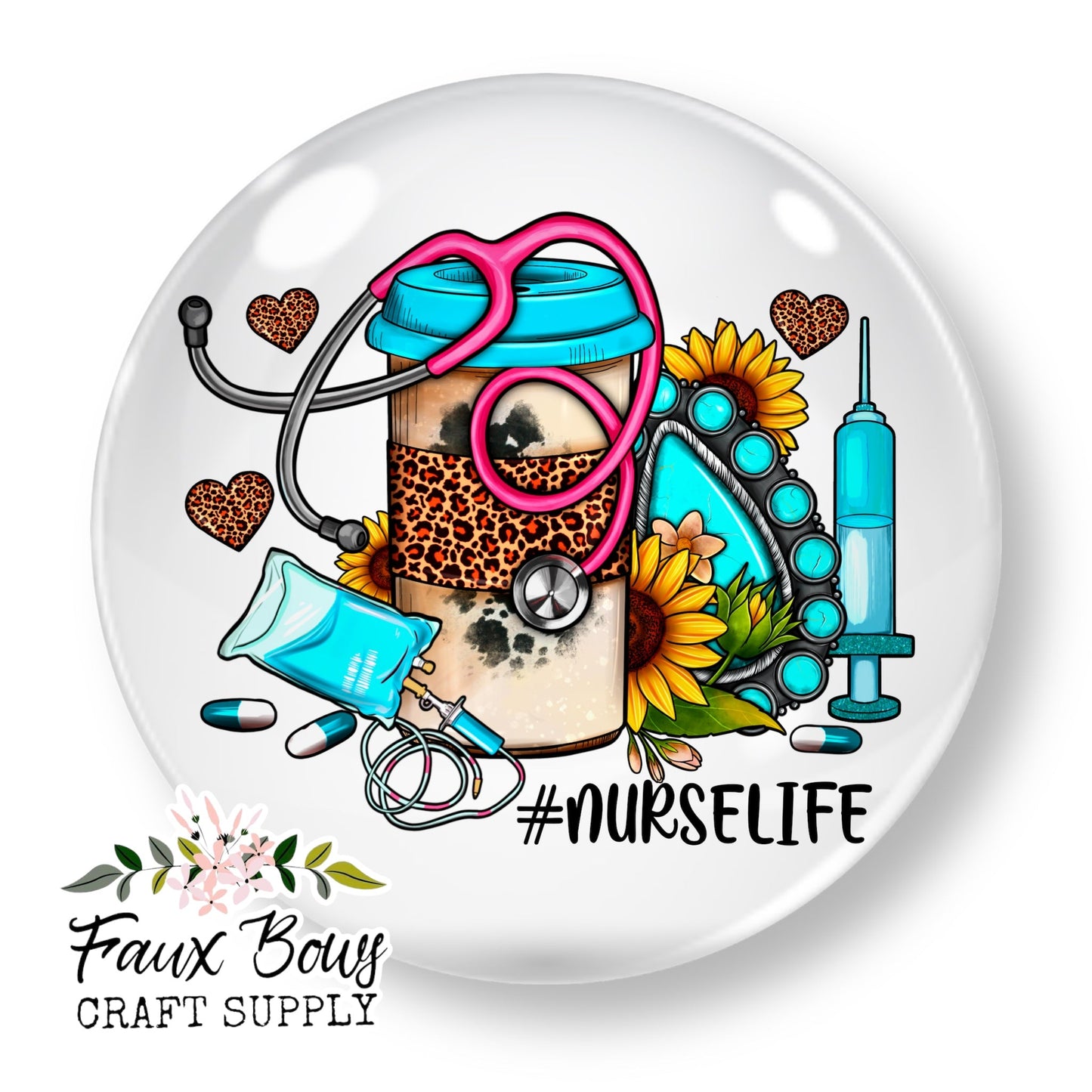 Nurse Life Necessities (Custom)- 12mm Glass Cabochon