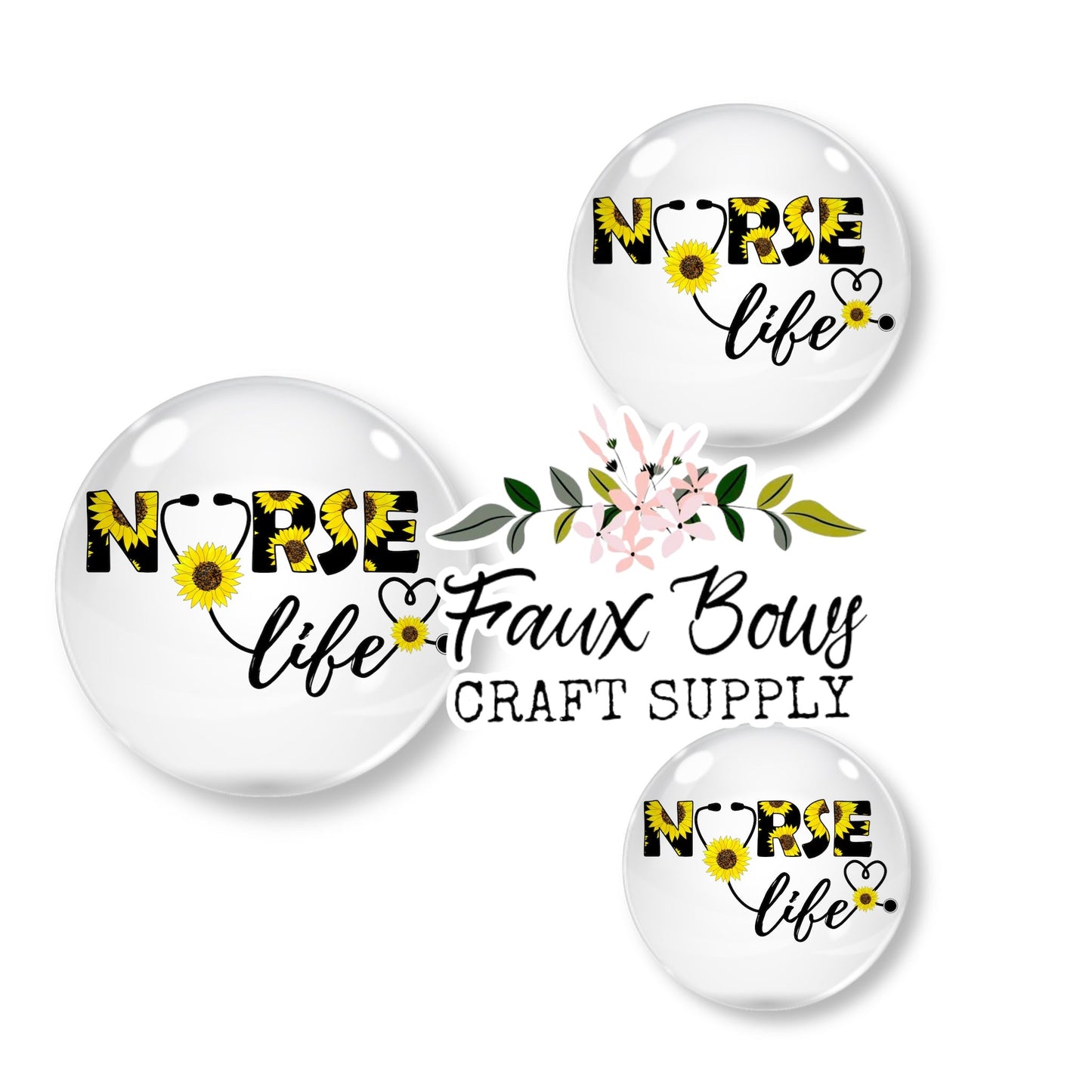 Nurse Life - Sunflower (Custom)- 12mm Glass Cabochon