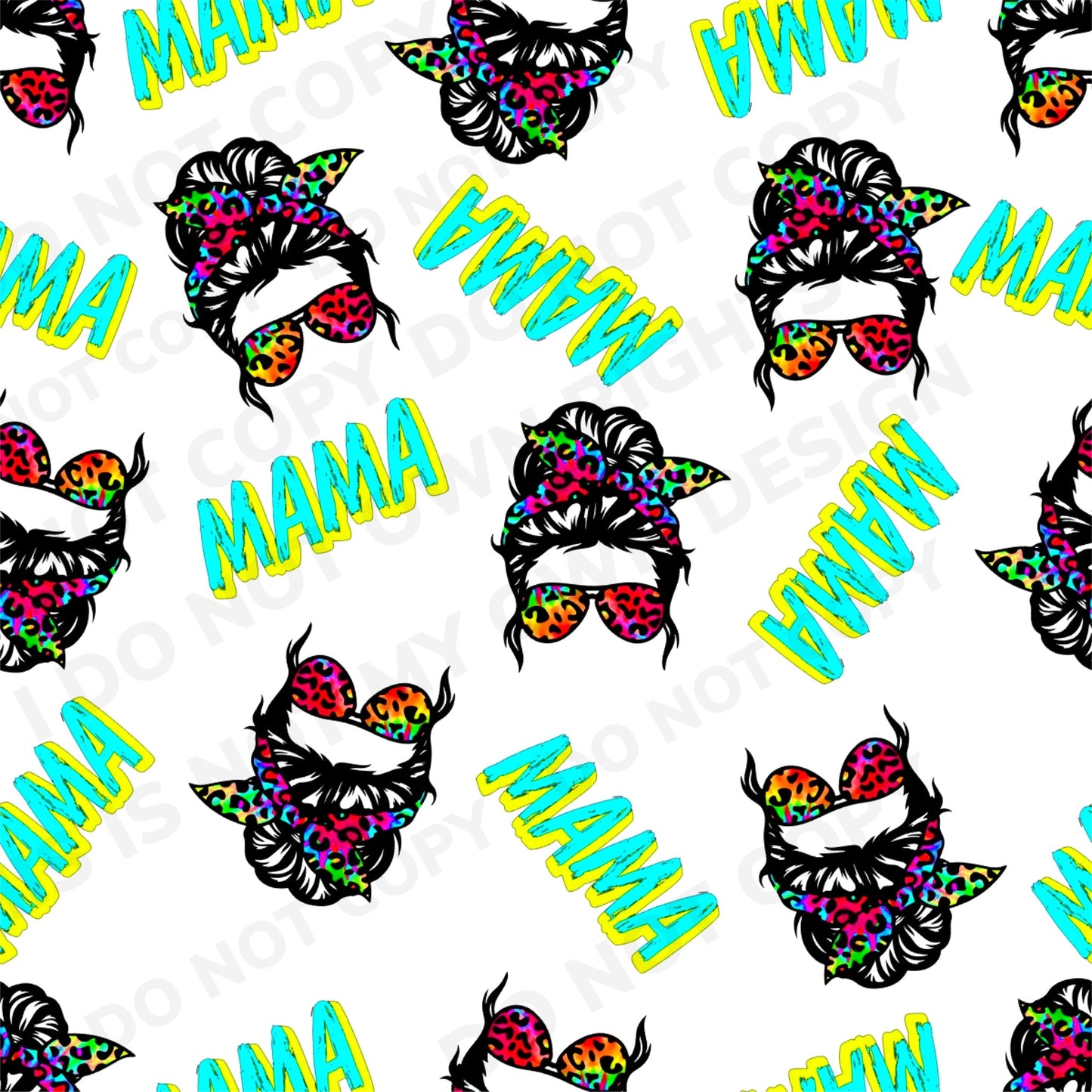 MAMA Tie Dye Cheetah Messy Bun Fabric-Bullet/DBP/Leather