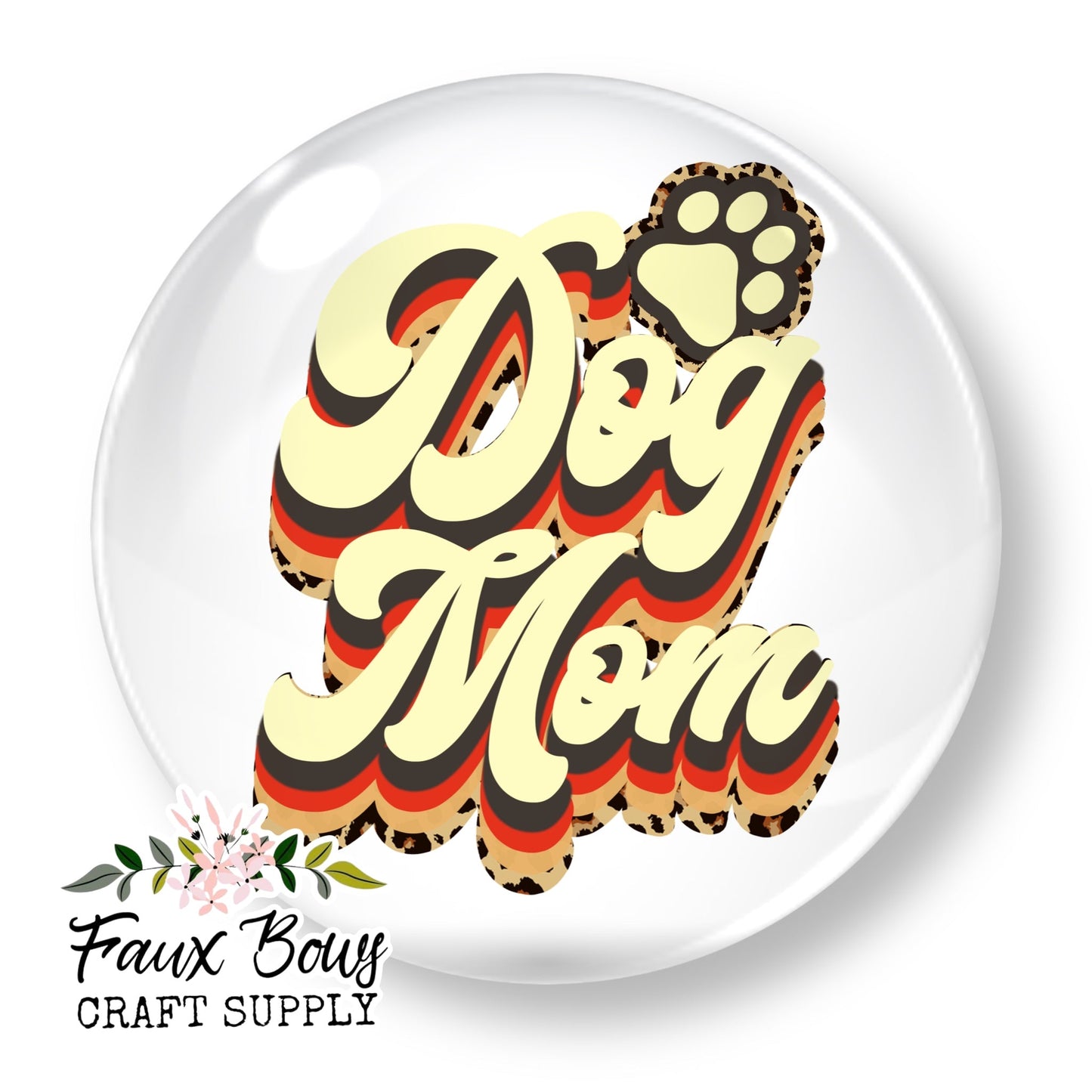 Dog Mom Retro (Custom)- 12mm Glass Cabochon