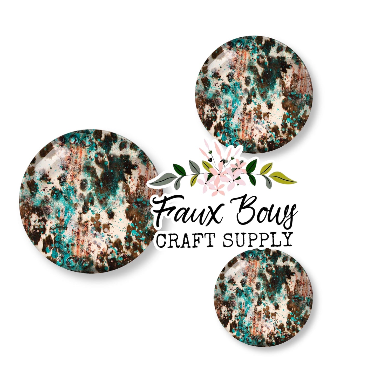 Distressed Teal Cow (Custom)-8/10/12mm Glass Cabochon (Copy)