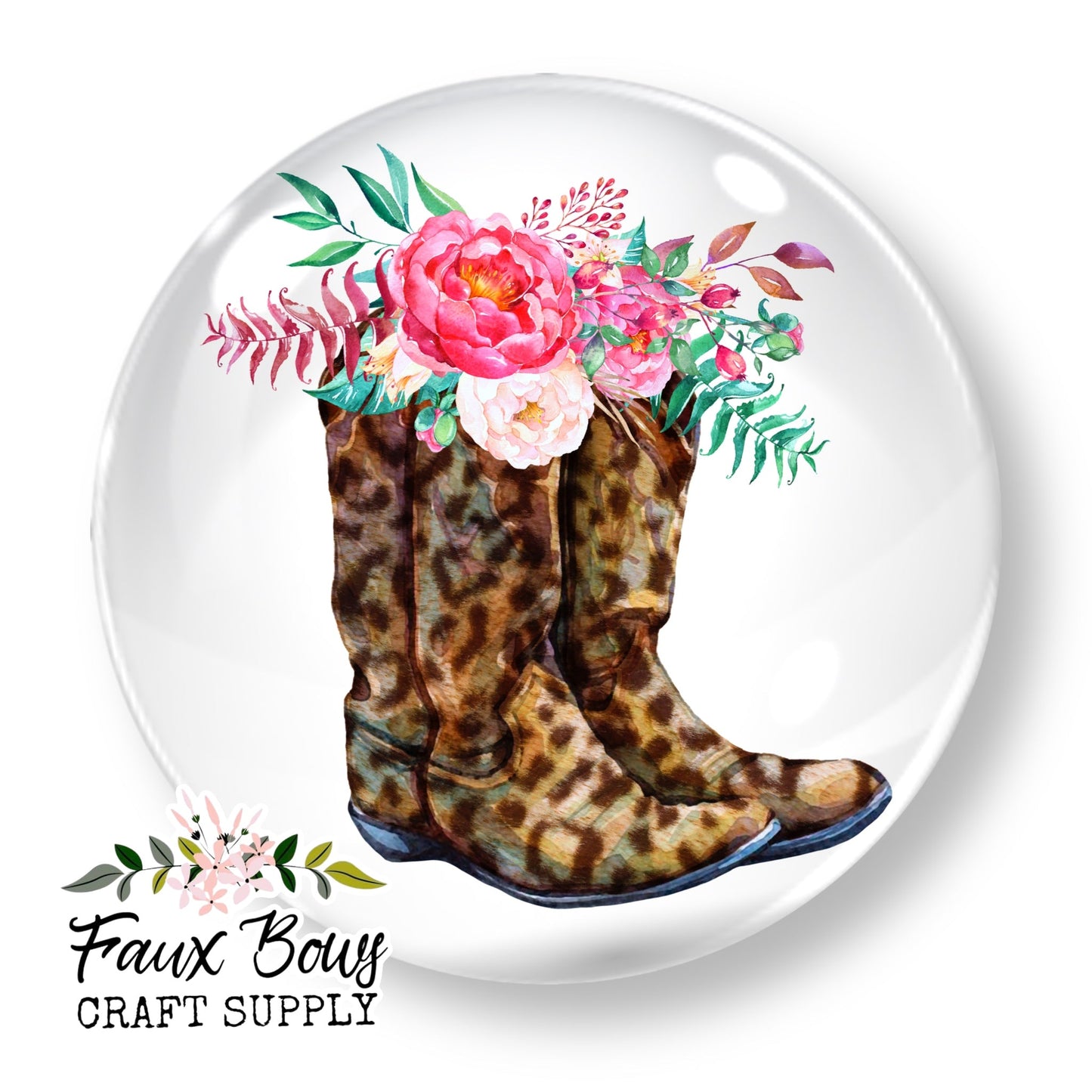 Floral Boots (Custom)- 12mm Glass Cabochon