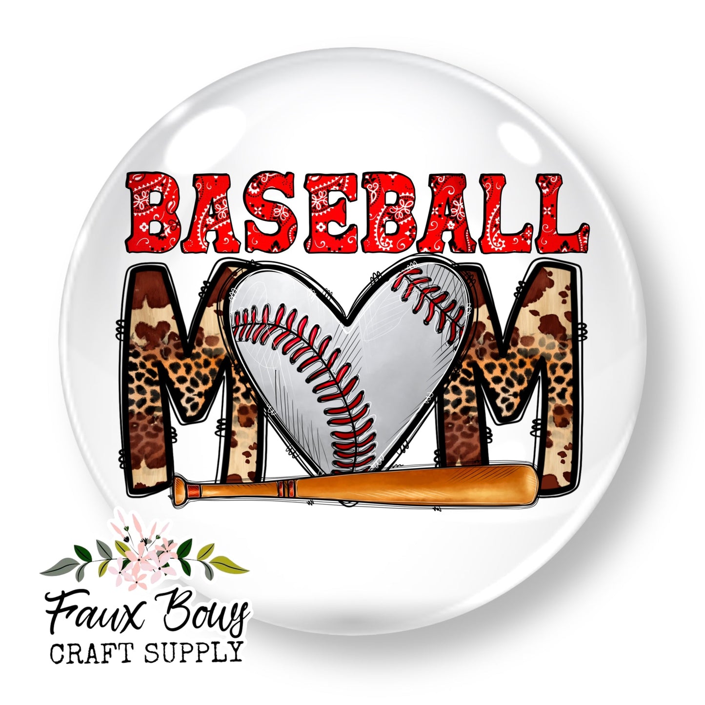 Wild Baseball Mom (Custom)- 12mm Glass Cabochon