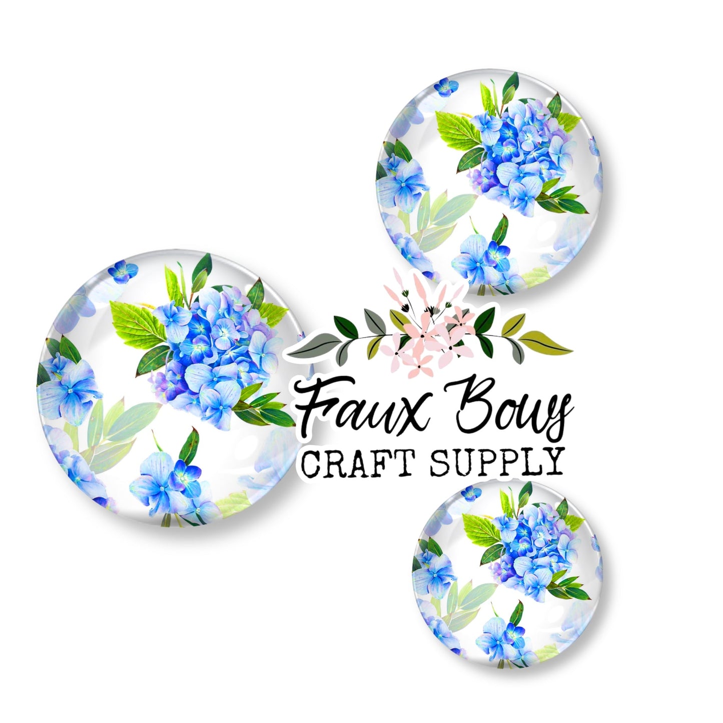 Blue Hydrangea (Custom)- 12mm Glass Cabochon (Copy)