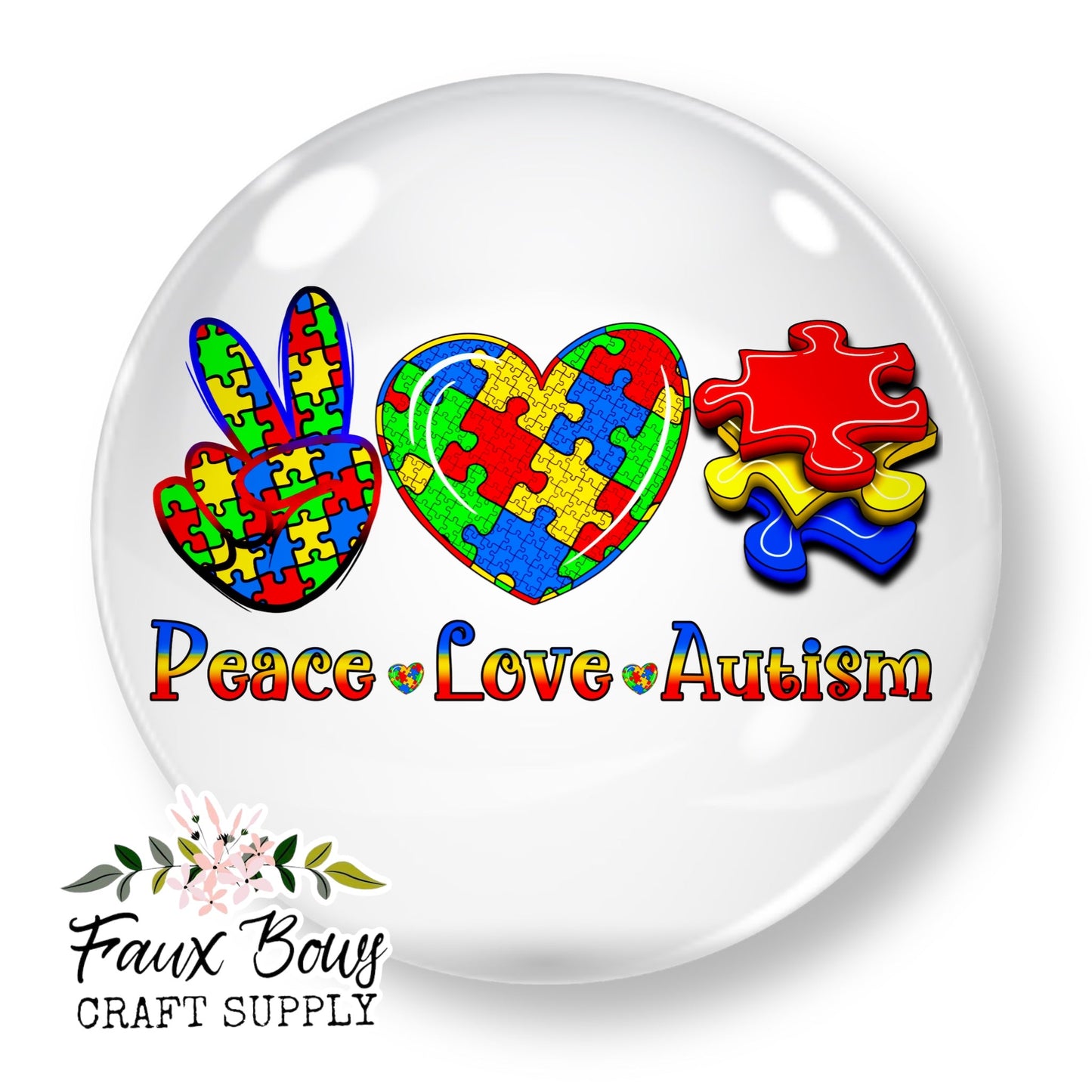 Peace Love Autism (Custom)- 12mm Glass Cabochon (Copy)