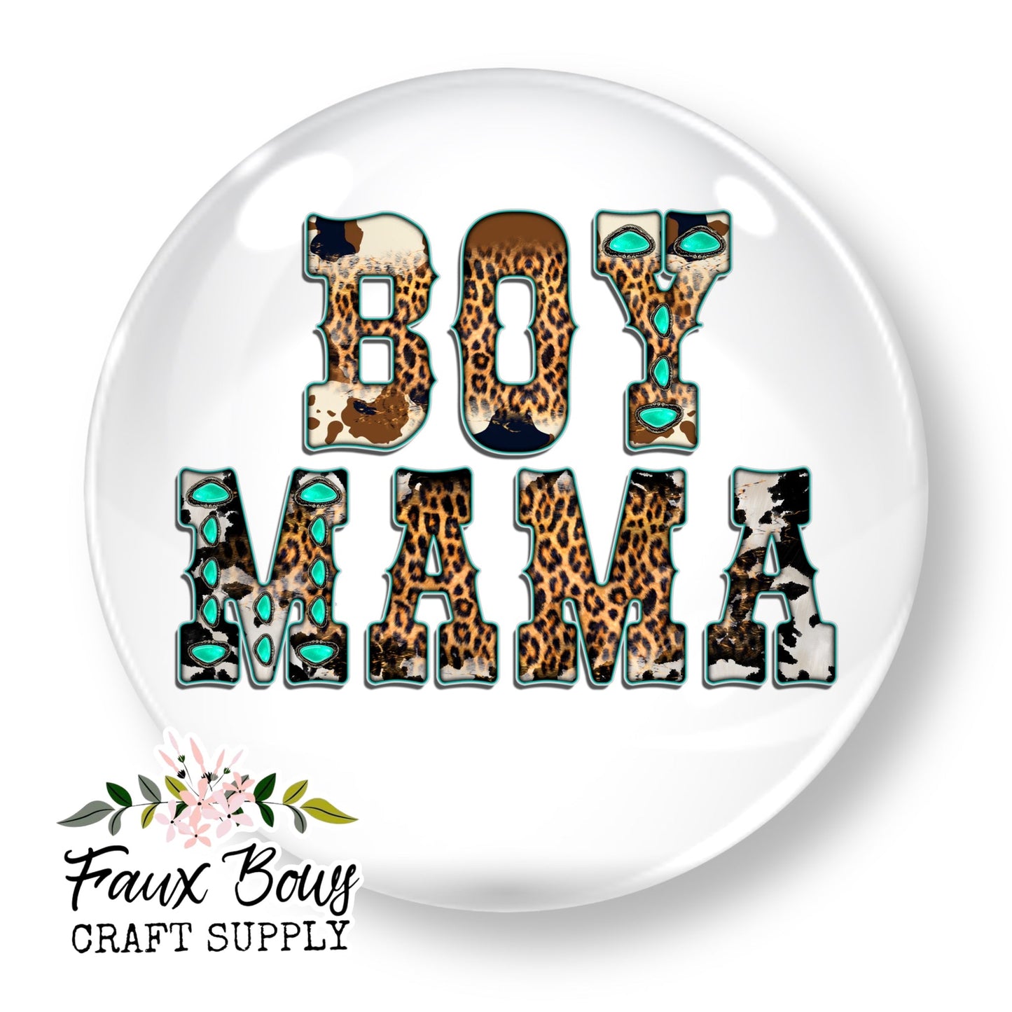 Boy Mama Western (Custom)- 12mm Glass Cabochon