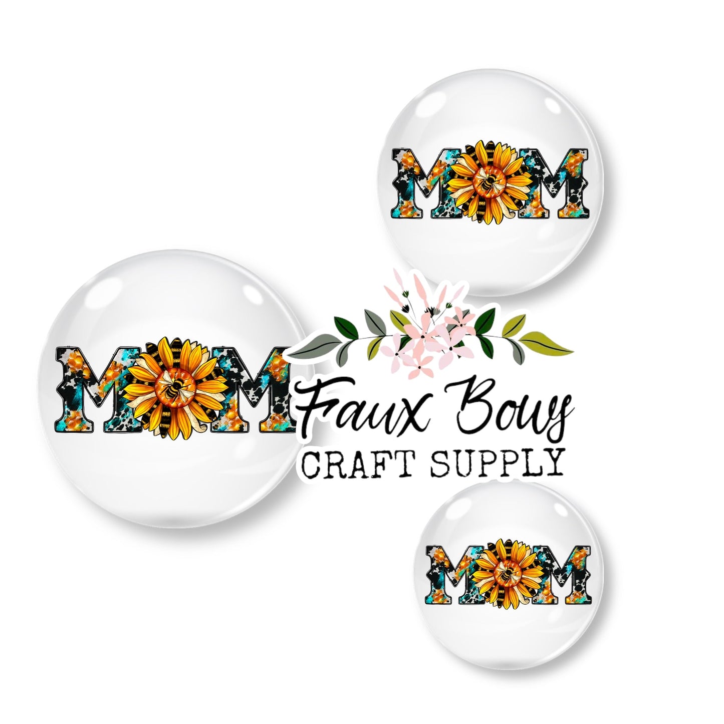 Mom Sunflower Bees (Custom)- 10/12mm Glass Cabochon (Copy)