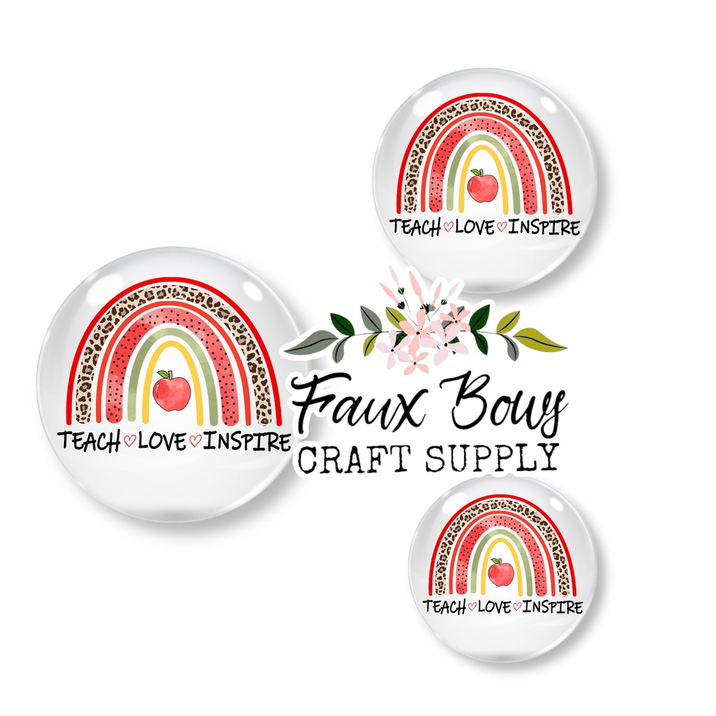 Teacher Rainbow (Custom)- 12mm Glass Cabochon (Copy)