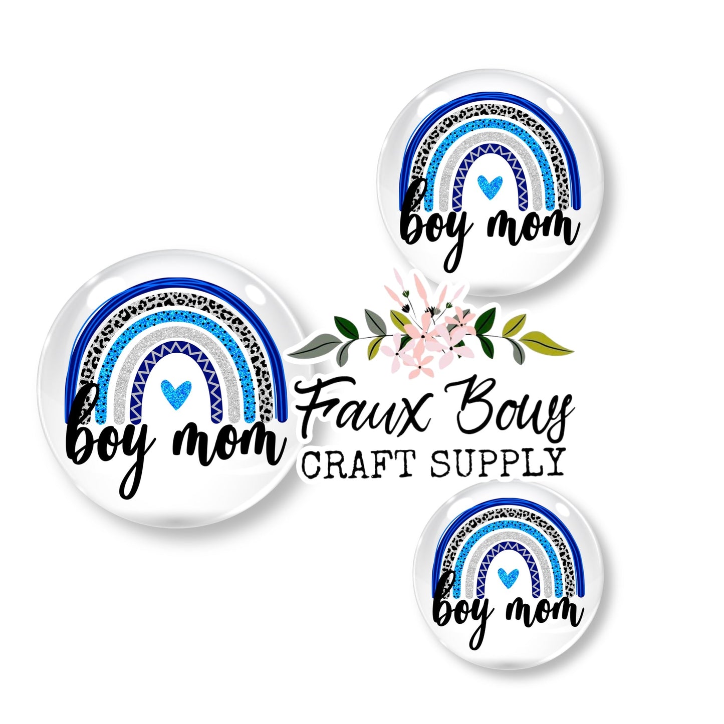 Boy Mom rainbow (Custom)- 12mm Glass Cabochon (Copy)