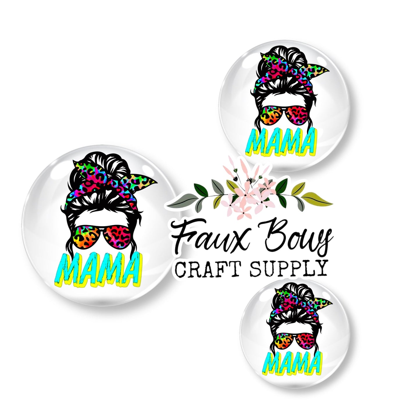 Mama Tie Dye Cheetah Messy Bun (Custom)- 12mm Glass Cabochon (Copy)