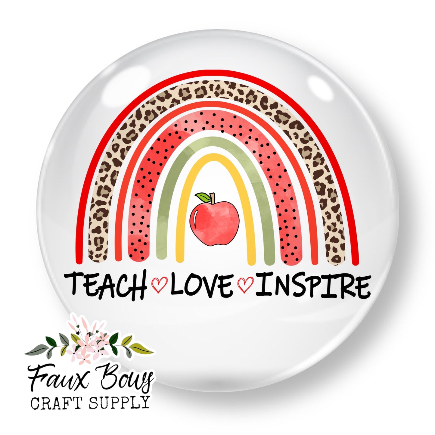 Teacher Rainbow (Custom)- 12mm Glass Cabochon (Copy)