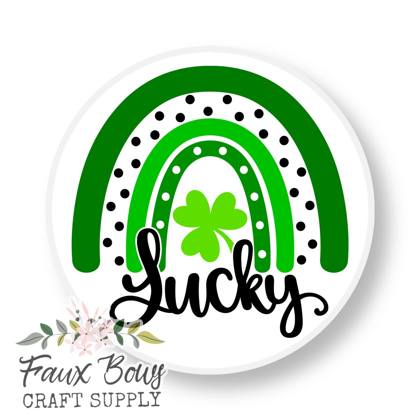 Lucky Shamrock Rainbow 12mm Glass Cabochon