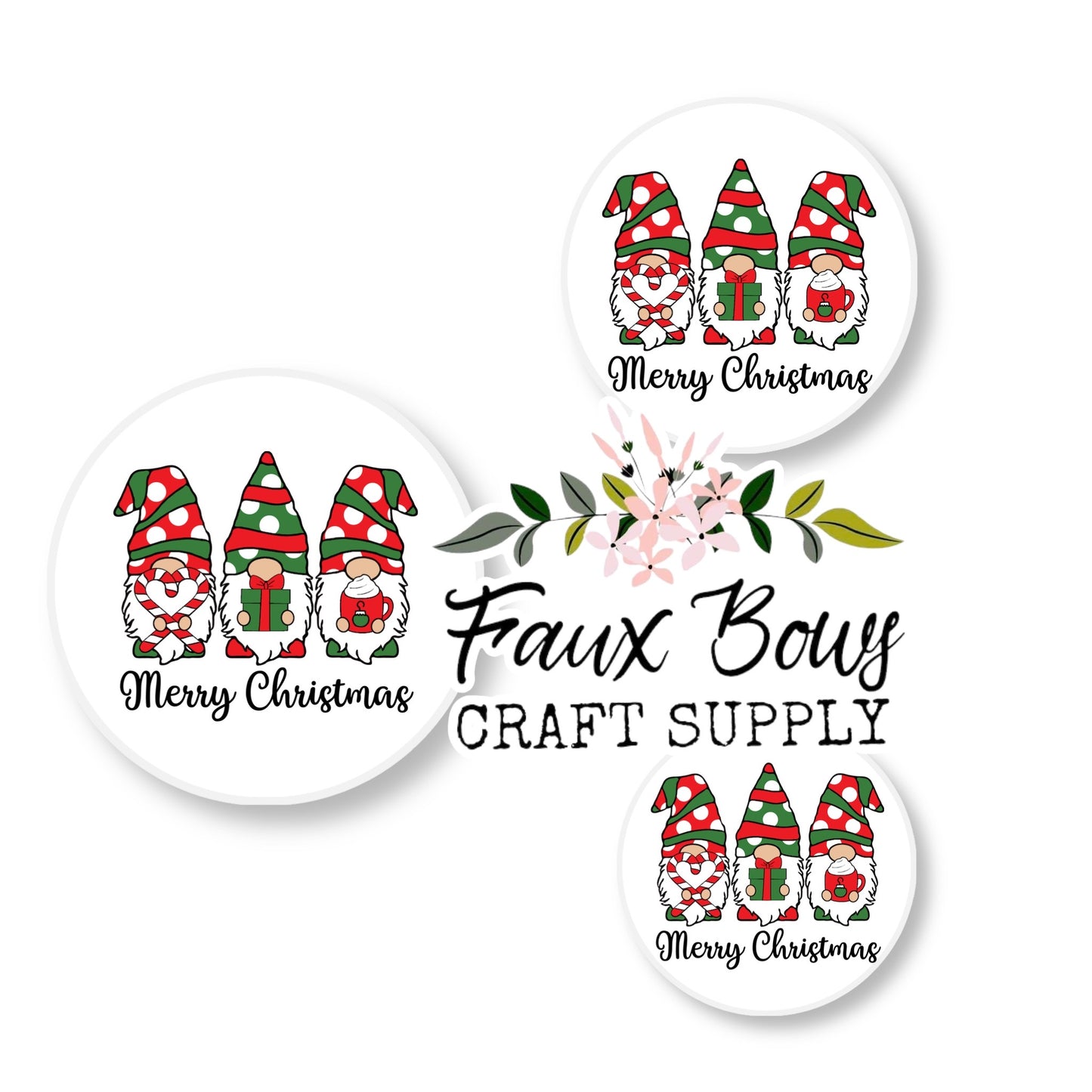 Merry Christmas Gnomes (Custom)-8/10/12mm Glass Cabochon