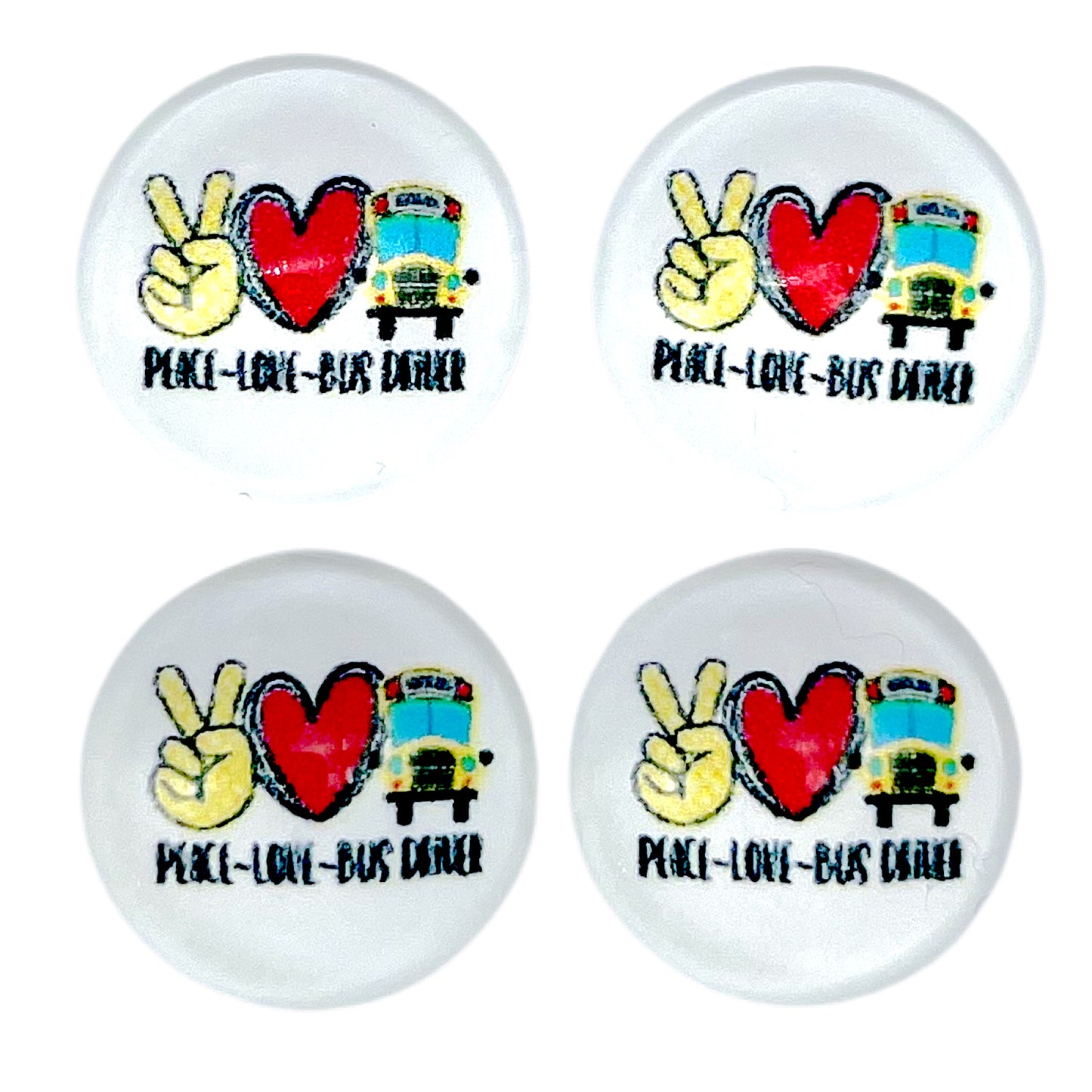 Peace Love Bus Driver (Custom)-12mm Glass Cabochon