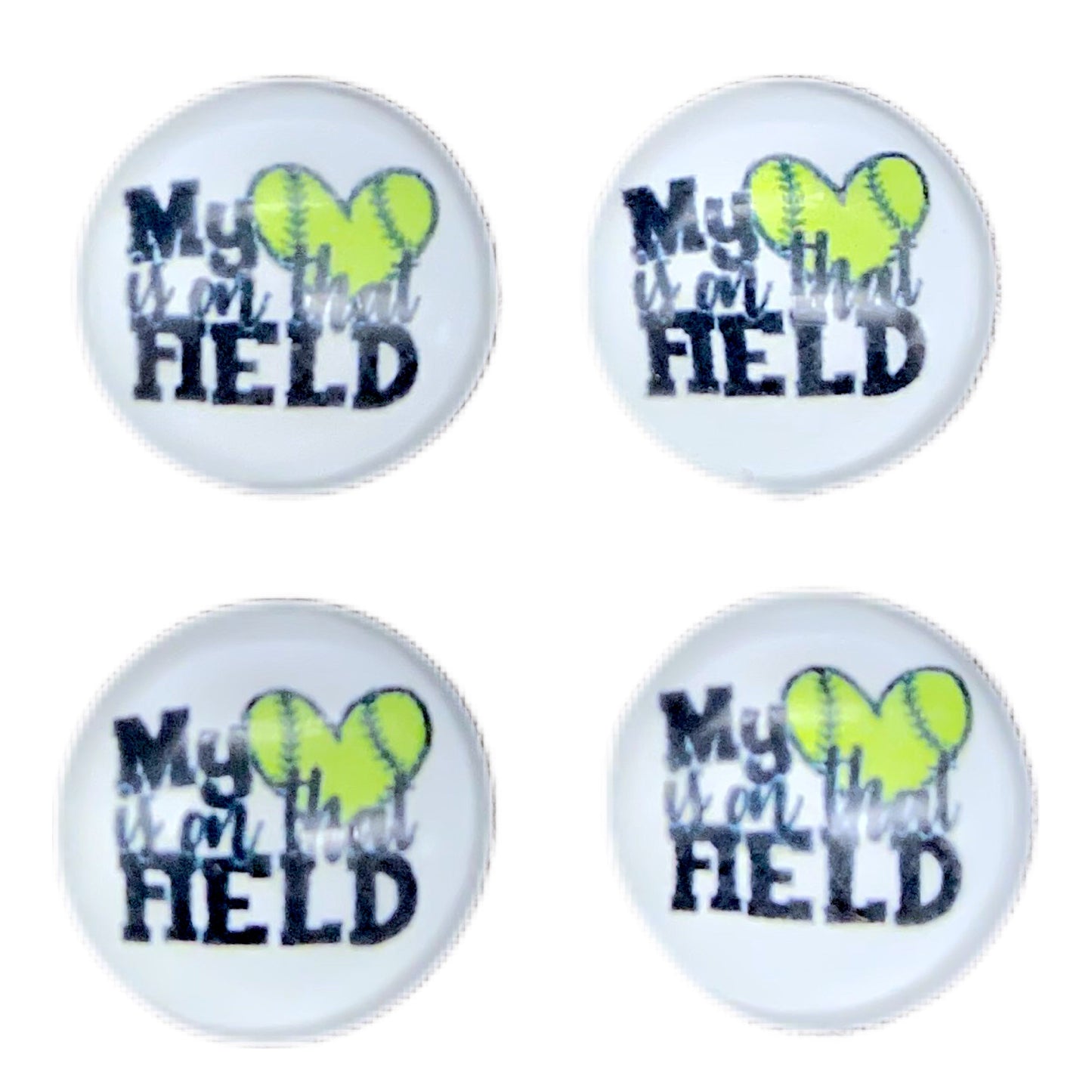 My Heart is on that Field-Softball (Custom)-12mm Glass Cabochon