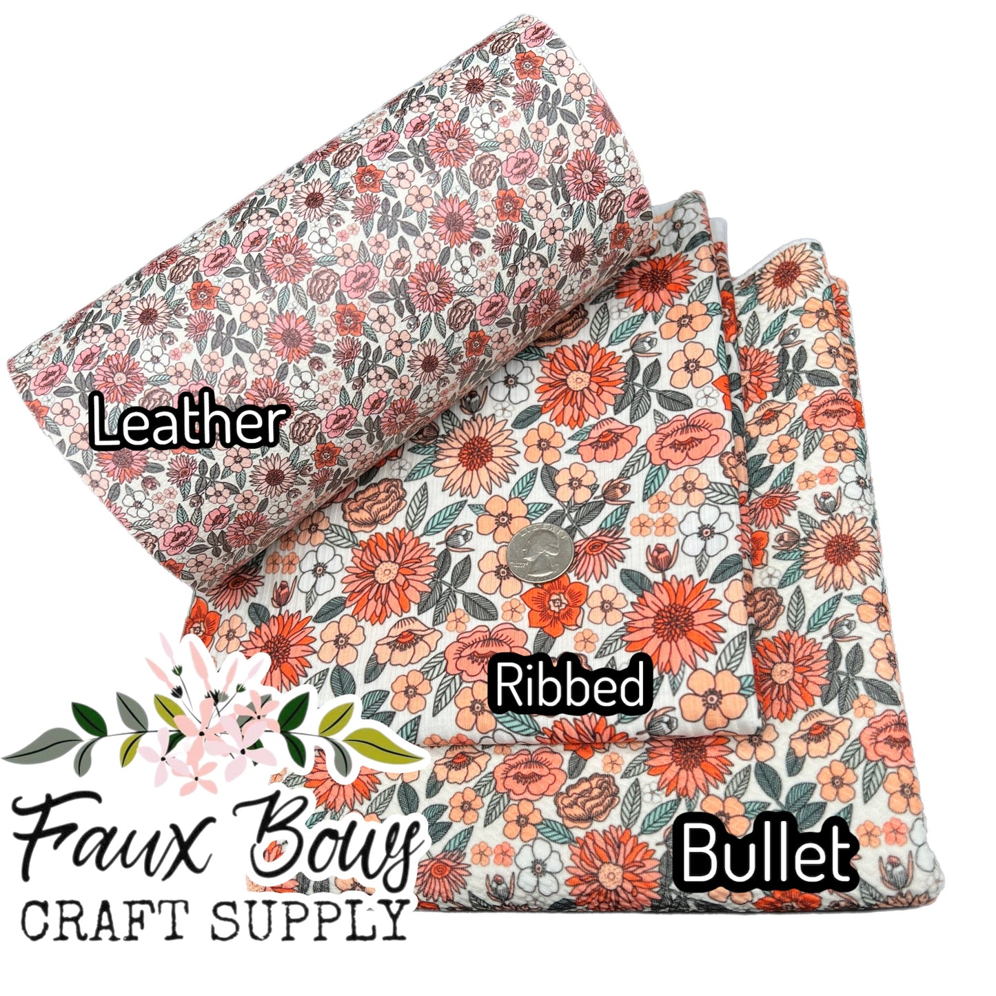 đź’›Retro Floral Garden Printed Fabric- Bullet/DBP/Leather