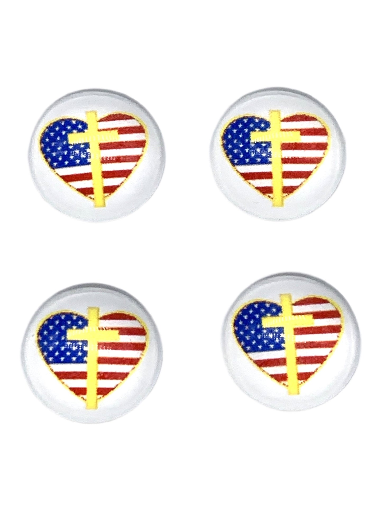 God Bless America Cross-12mm Glass Cabochon