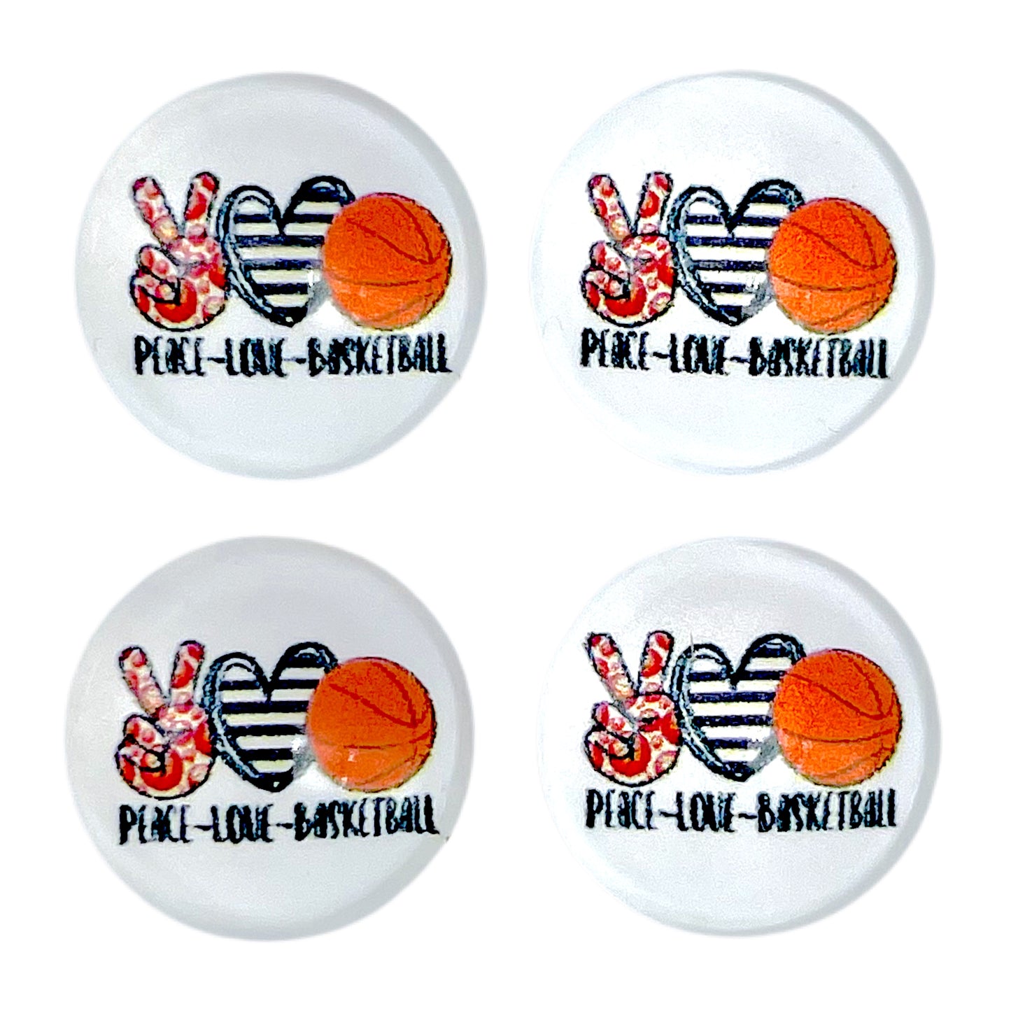 Peace, Love, Basketball (Custom)-12mm Glass Cabochon