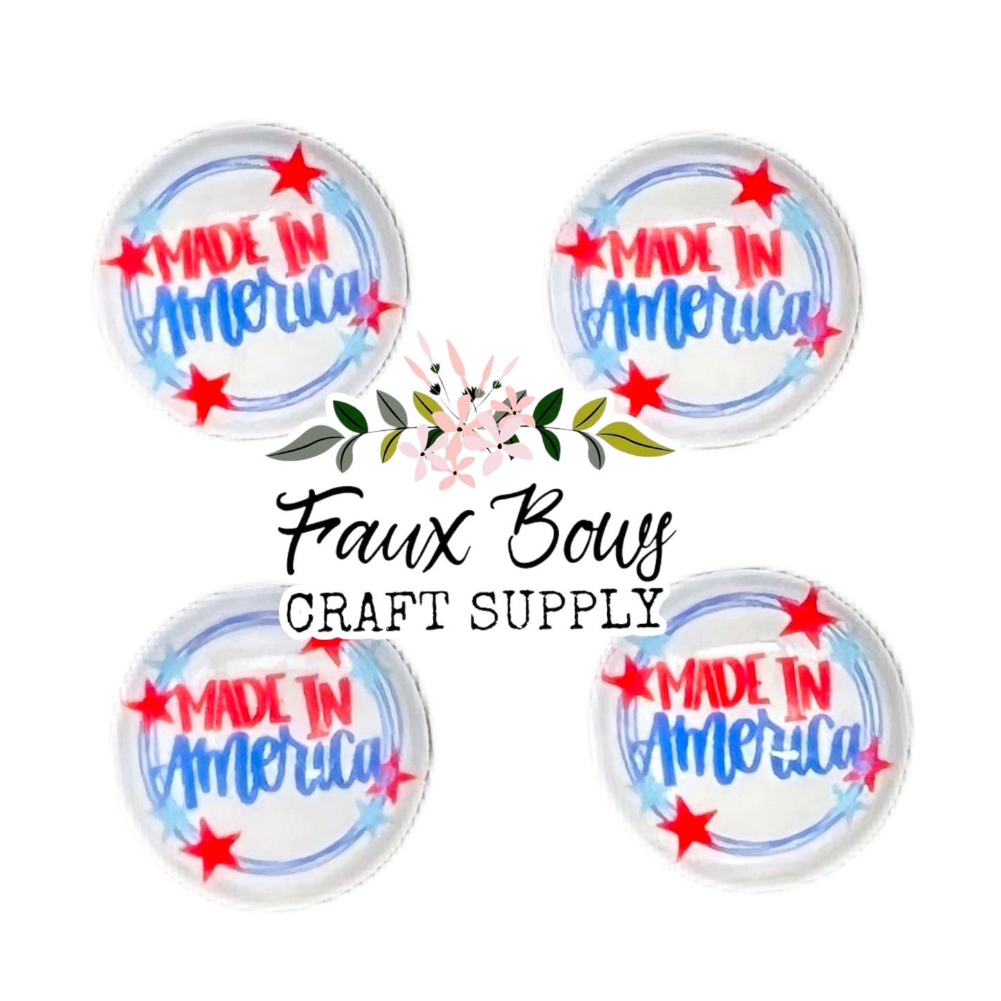 Made in America Stars (Custom)-12mm Glass Cabochon
