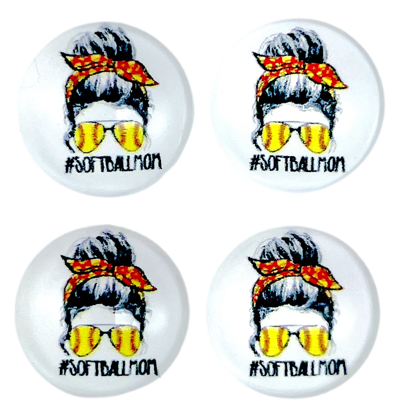 Softball Mom Messy Bun (Custom) 12mm Glass Cabochon