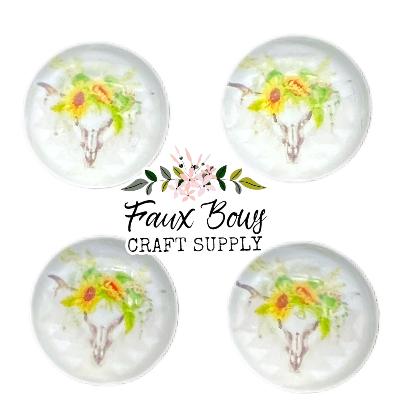 Sunflower Longhorn (Custom)-12mm Glass Cabochon