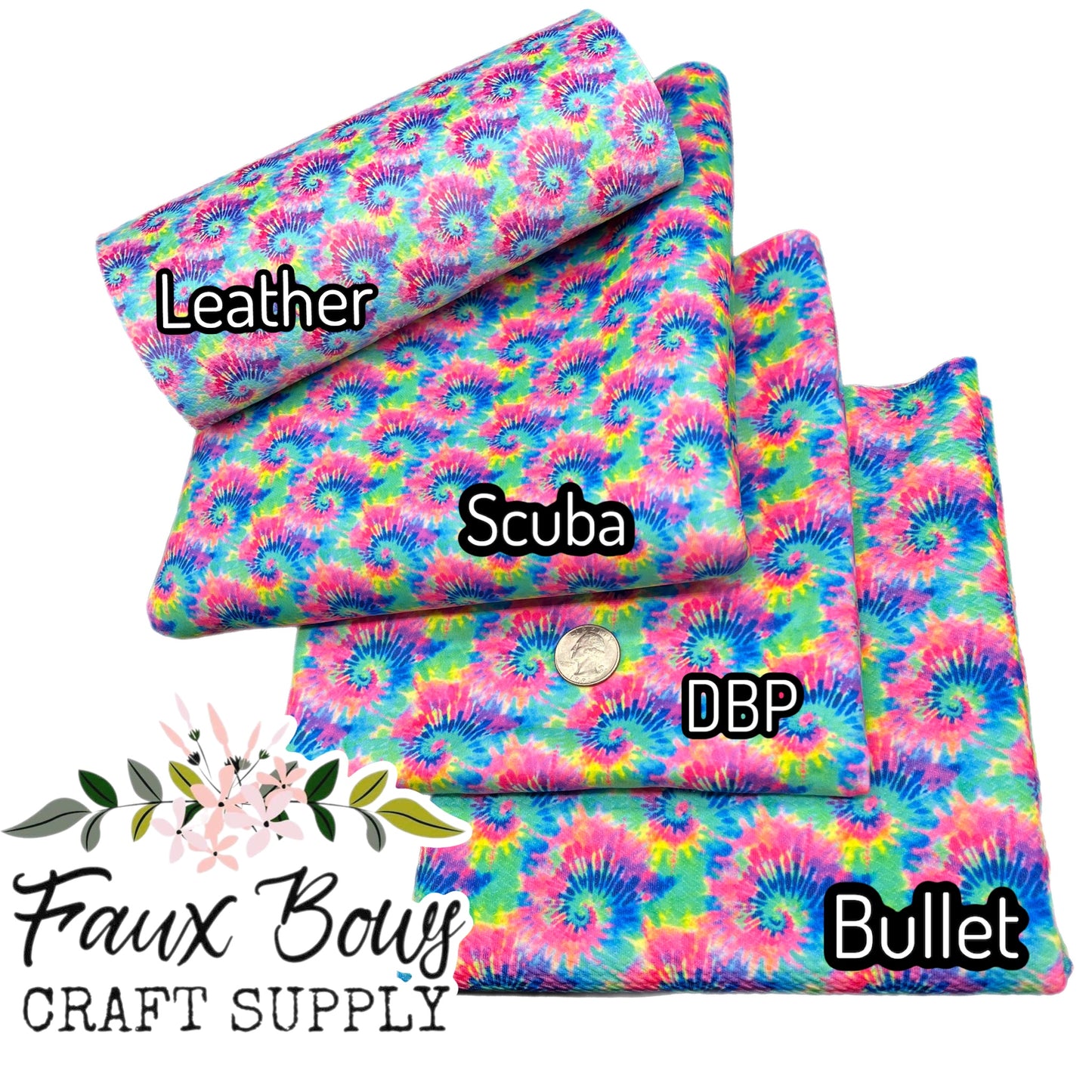 💛Totally Radical Tie Dye Printed Fabric-Bullet/DBP/Scuba/Leather