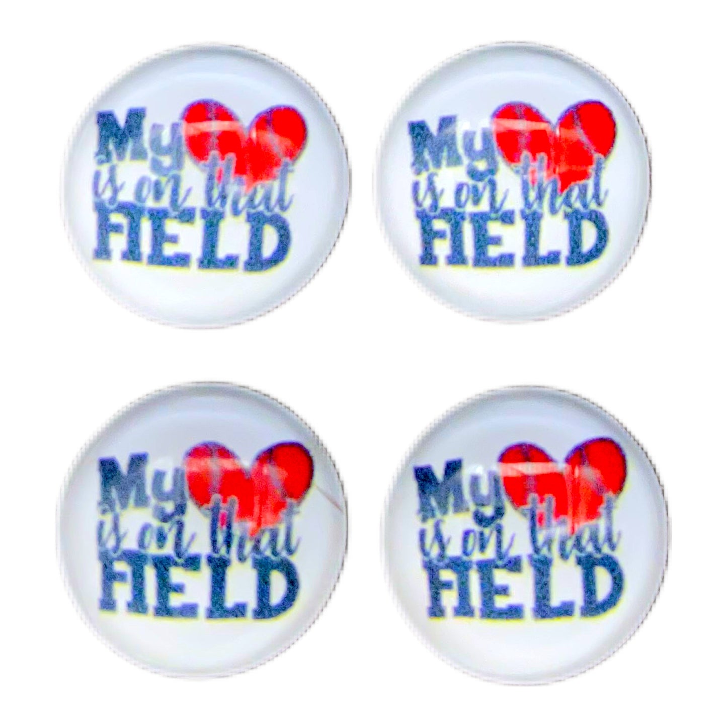 My Heart is on that Field-Baseball (Custom)-12mm Glass Cabochon
