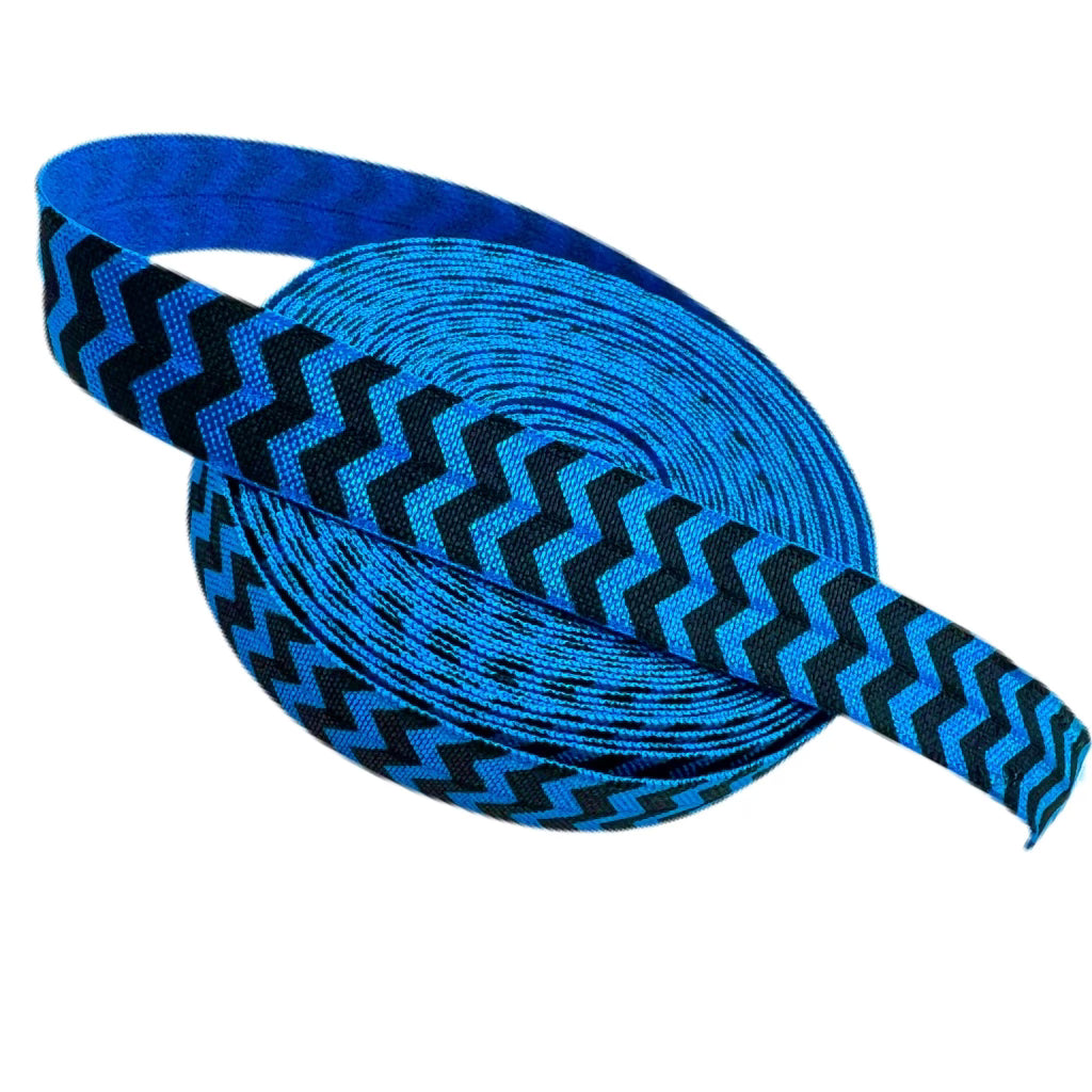 Black and Blue chevron Printed FOE (5 Yards)