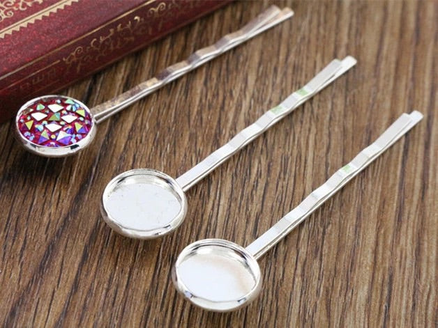 Bobby Pin-12mm Cabochon Base